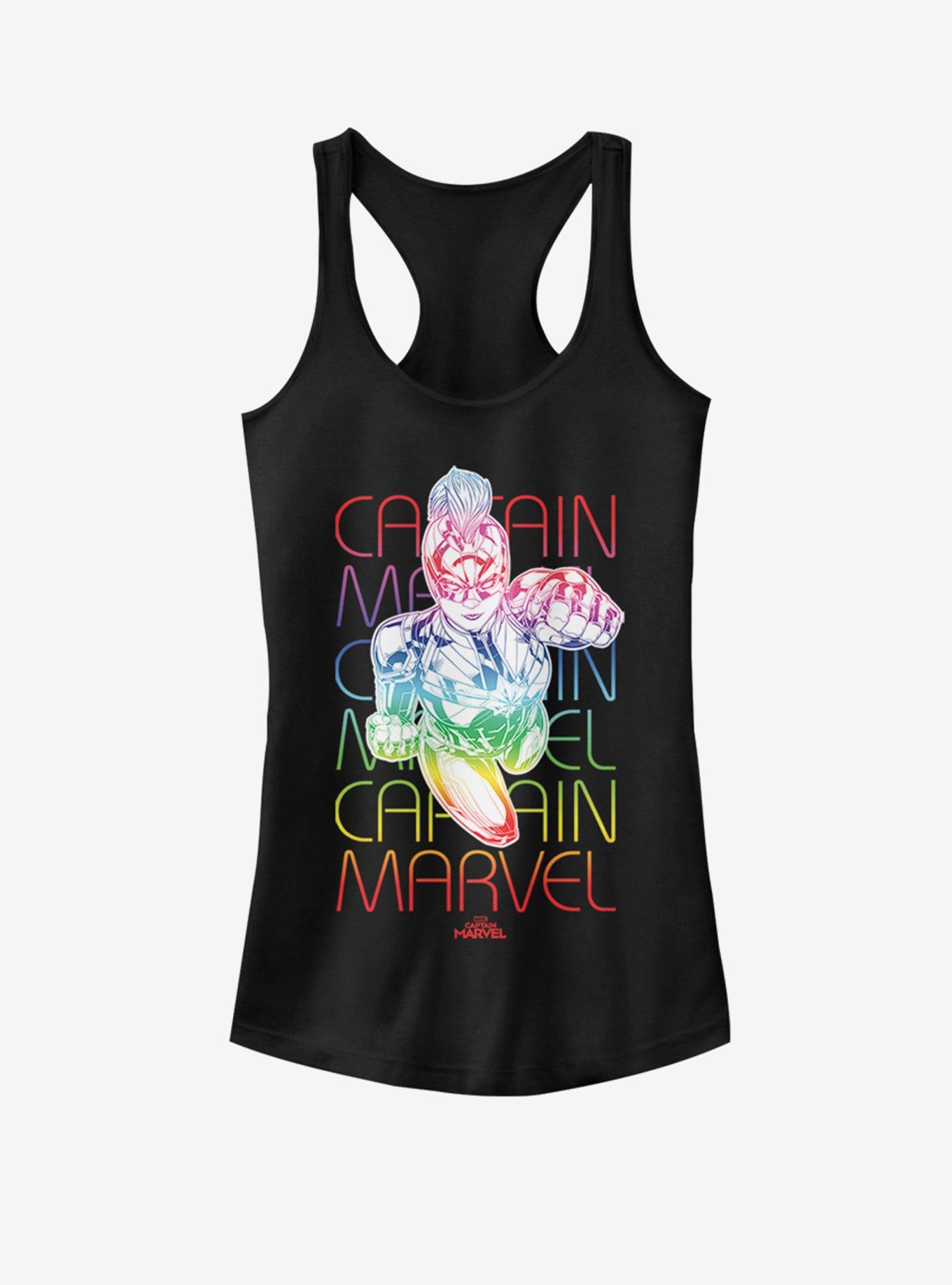 Marvel Captain Marvel Rainbow Power Girls Tank, BLACK, hi-res