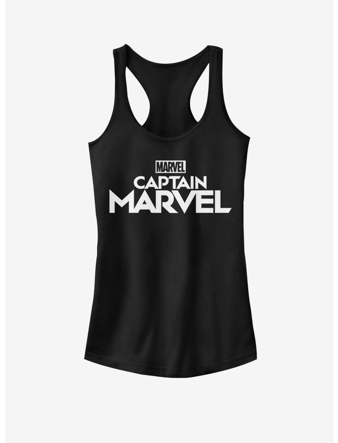 Marvel Captain Marvel Plain Captain Marvel Logo Girls Tank, BLACK, hi-res