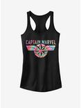 Marvel Captain Marvel Tie-Dye Captain Logo Girls Tank, BLACK, hi-res