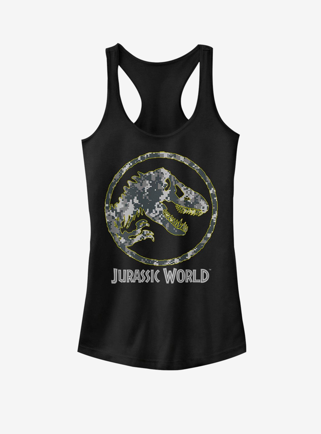 Universal Jurassic Park Camo Yellow Dino Girls Tank, BLACK, hi-res