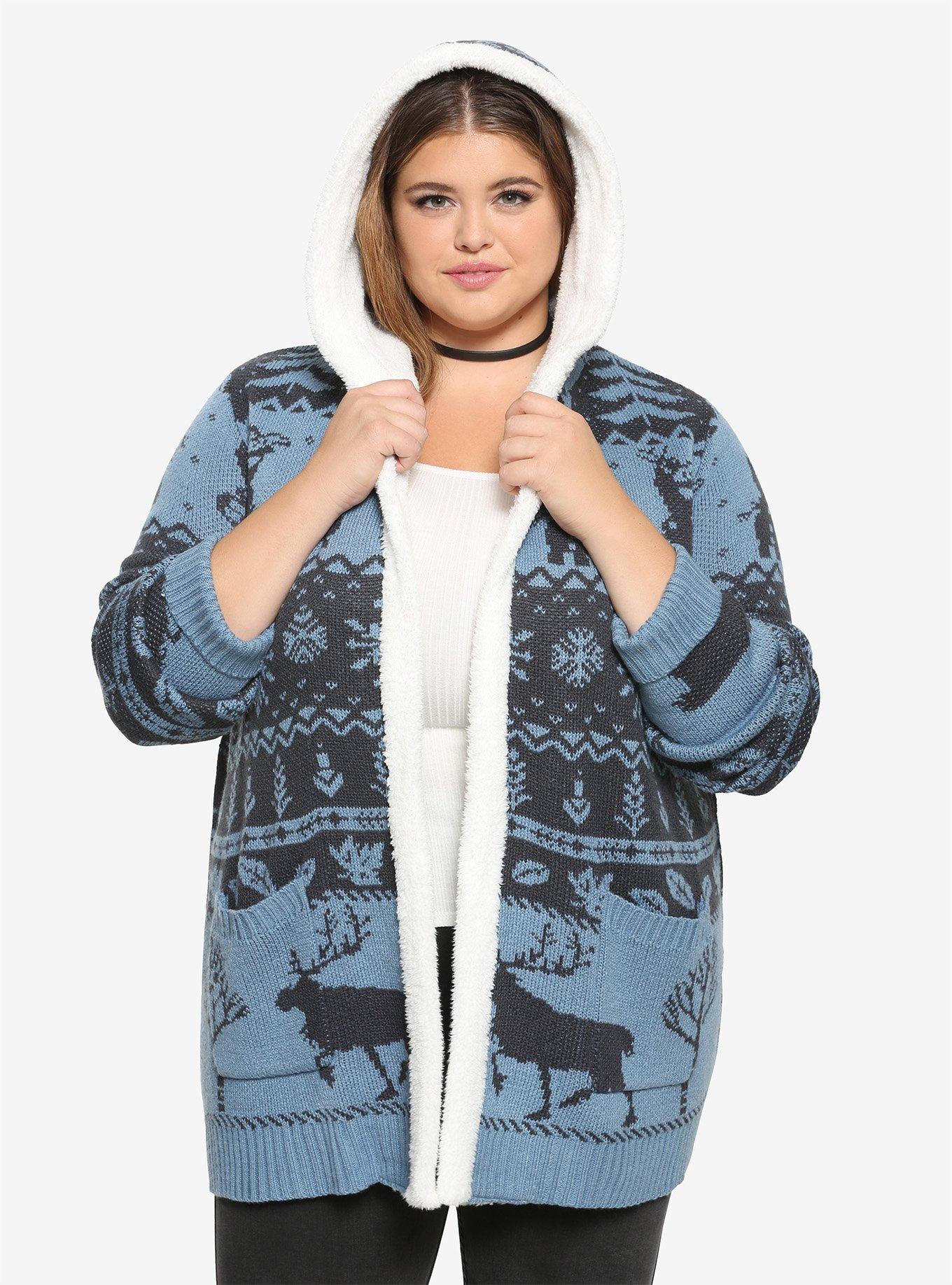 Her Universe Disney Frozen 2 Nordic Folk Pattern Sherpa Girls Open Cardigan Plus Size, MULTI, hi-res