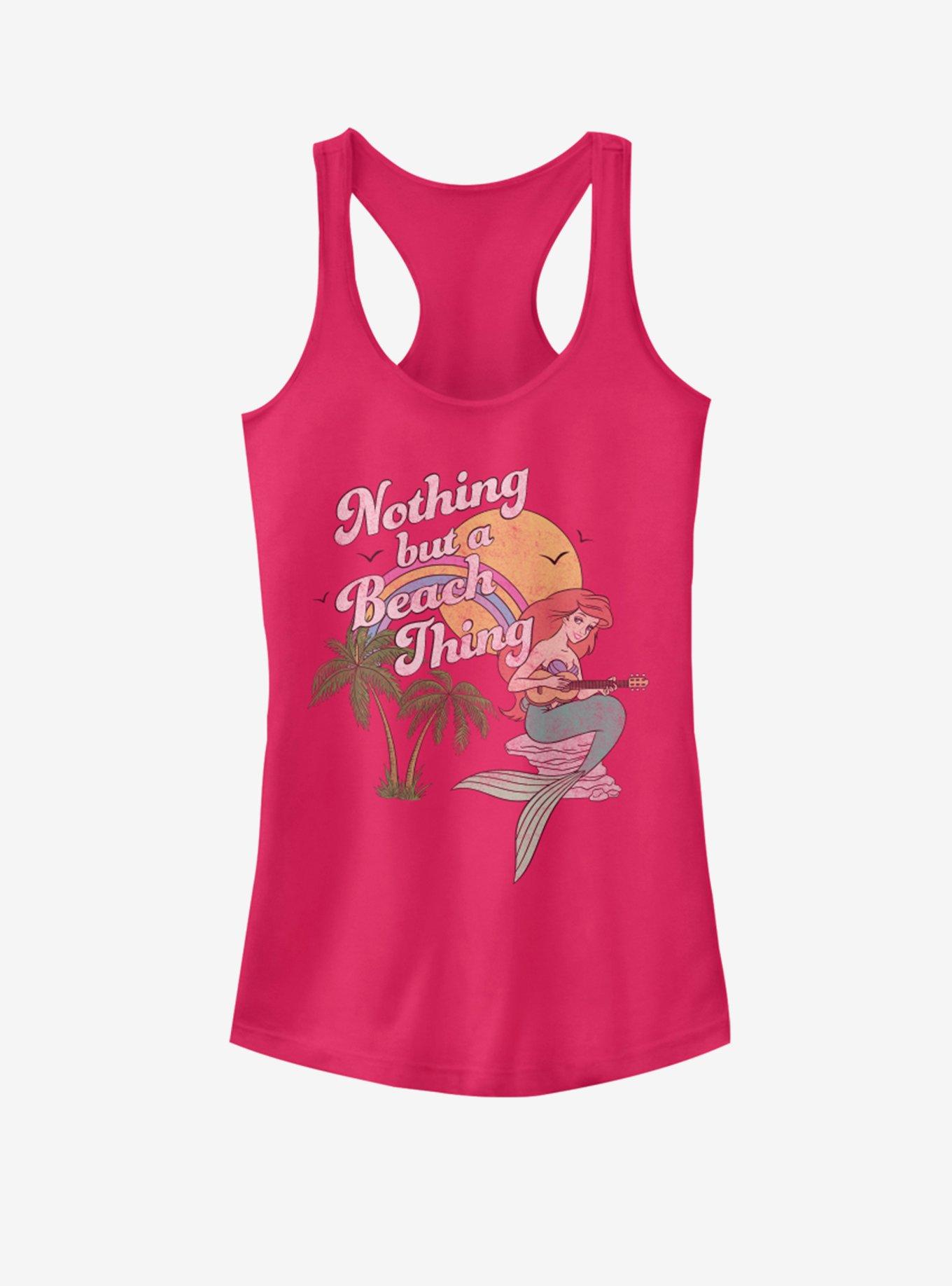 Disney The Little Mermaid Nothing But a Beach Thing Girls Tank, RASPBERRY, hi-res