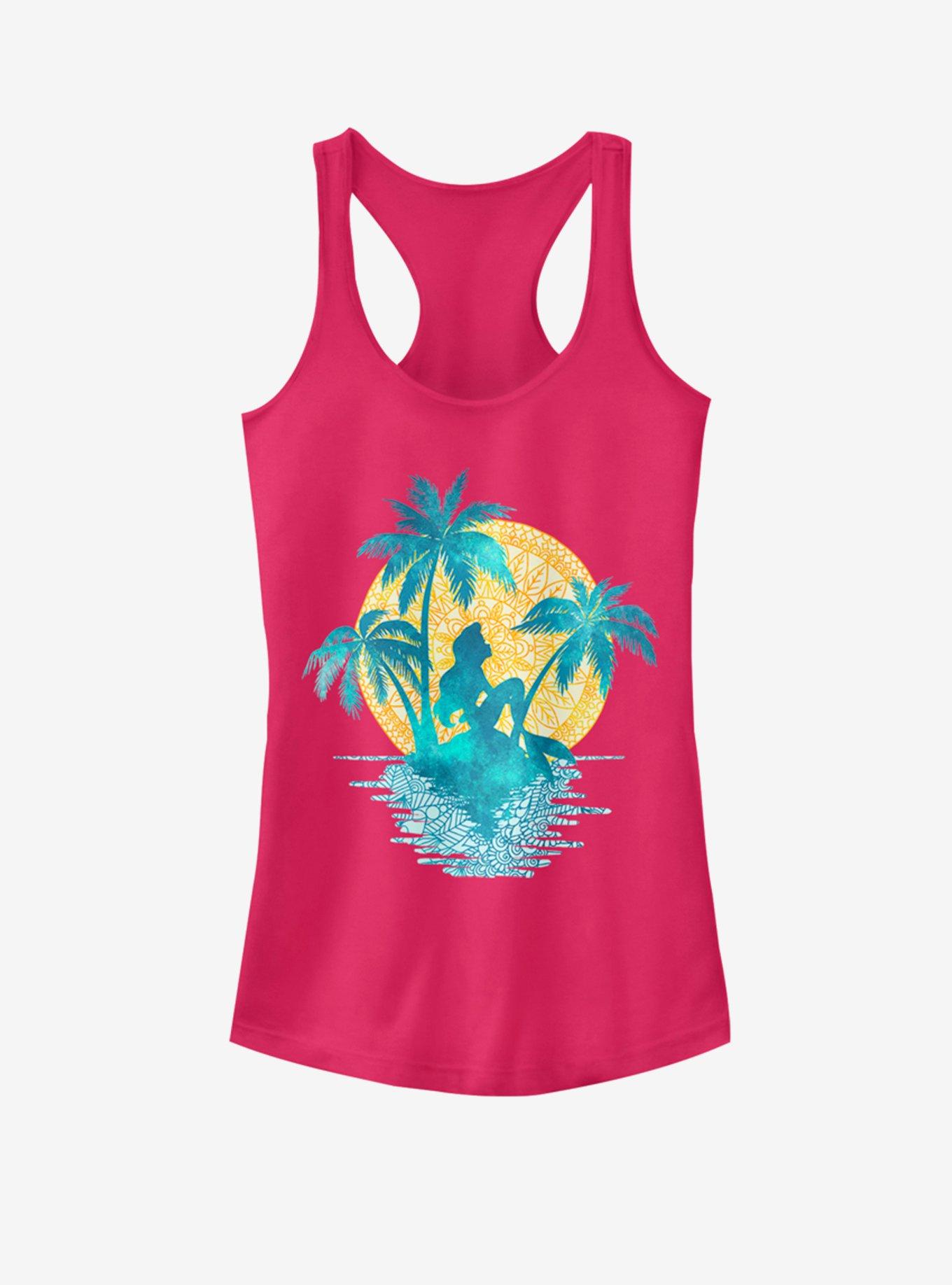 Disney The Little Mermaid Patterned Ariel Girls Tank, RASPBERRY, hi-res