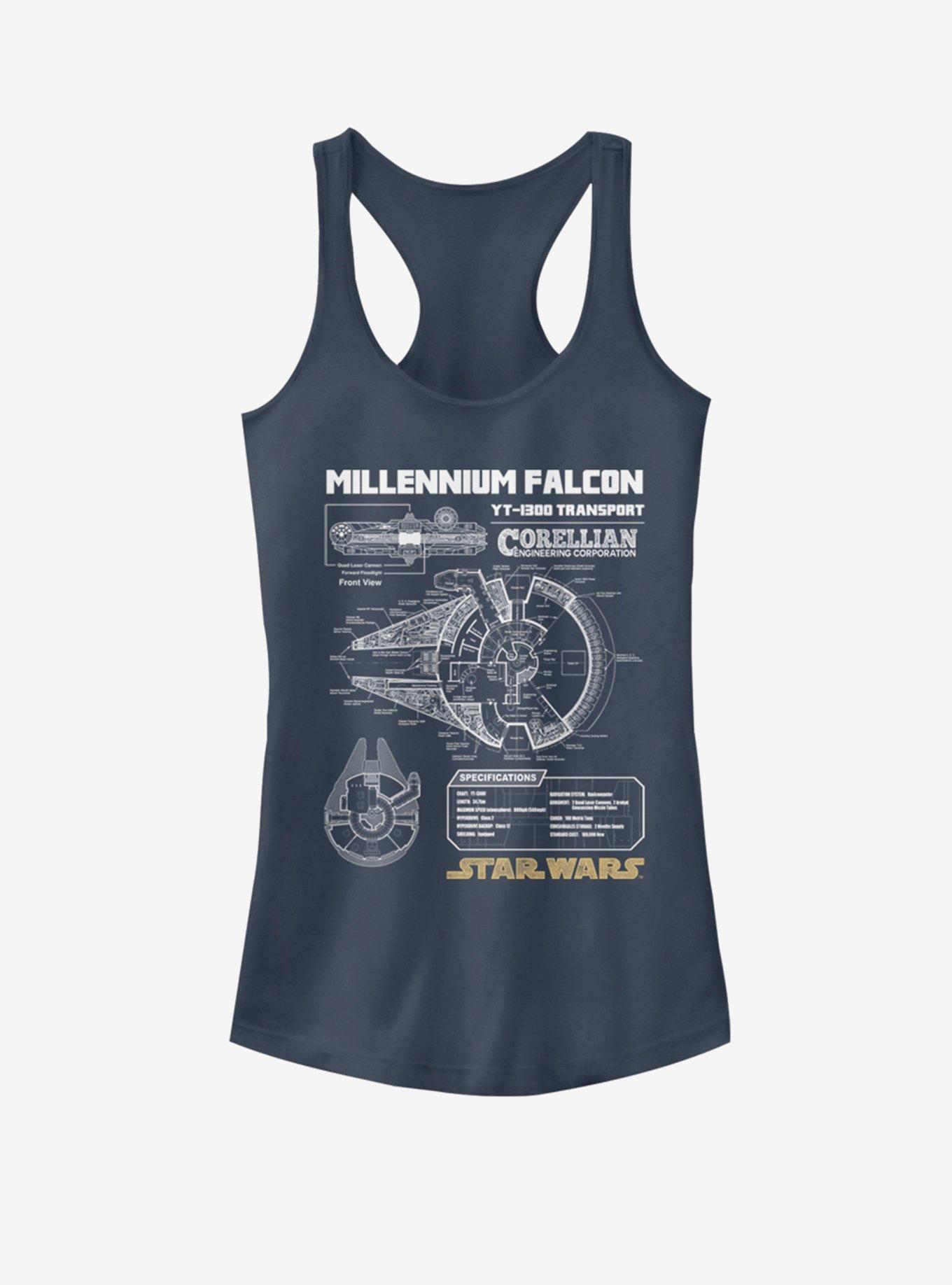 Star Wars Falcon Schematic Girls Tank Top, , hi-res