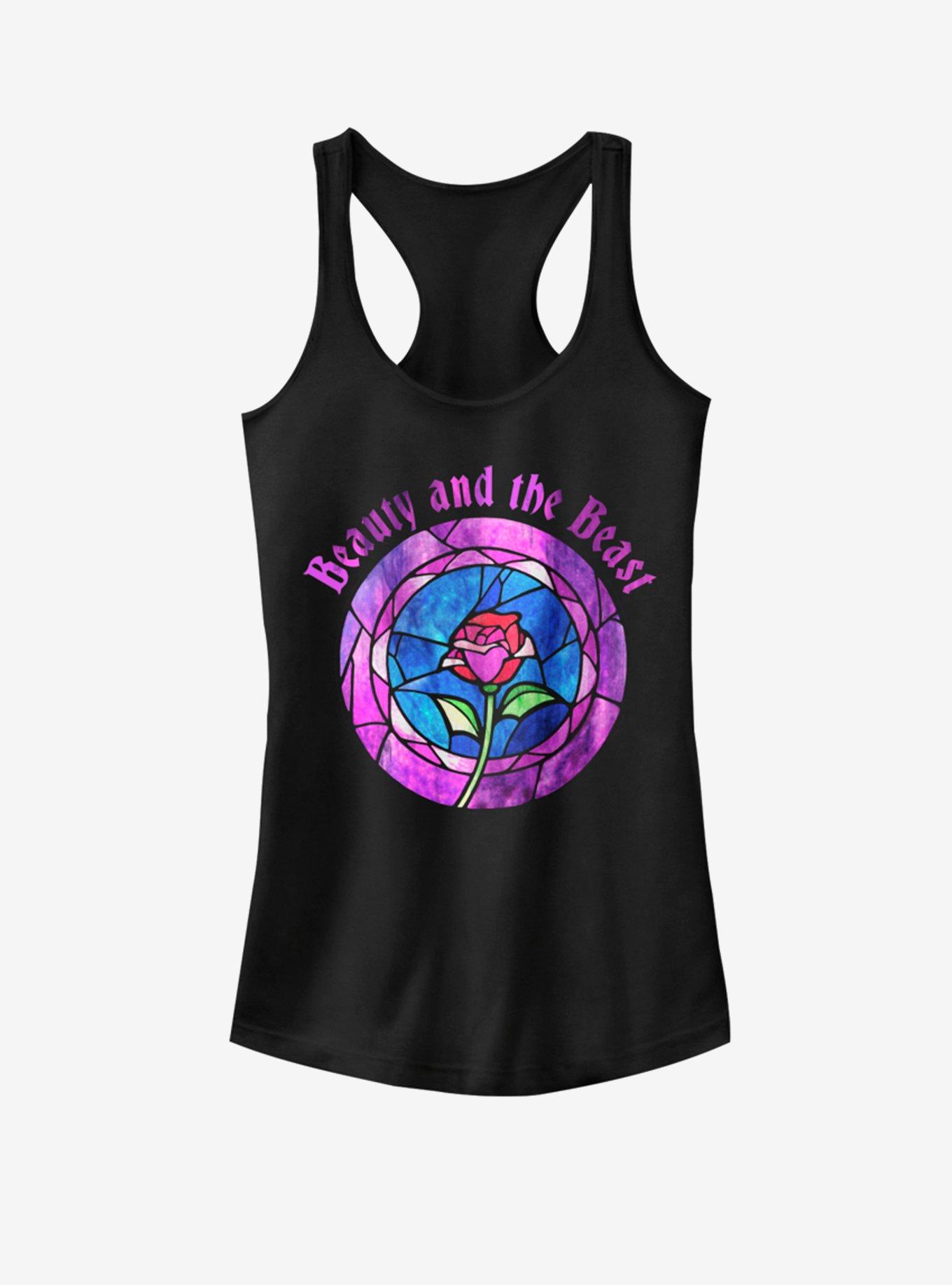 Disney Beauty and the Beast Glass Rose Girls Tank, BLACK, hi-res