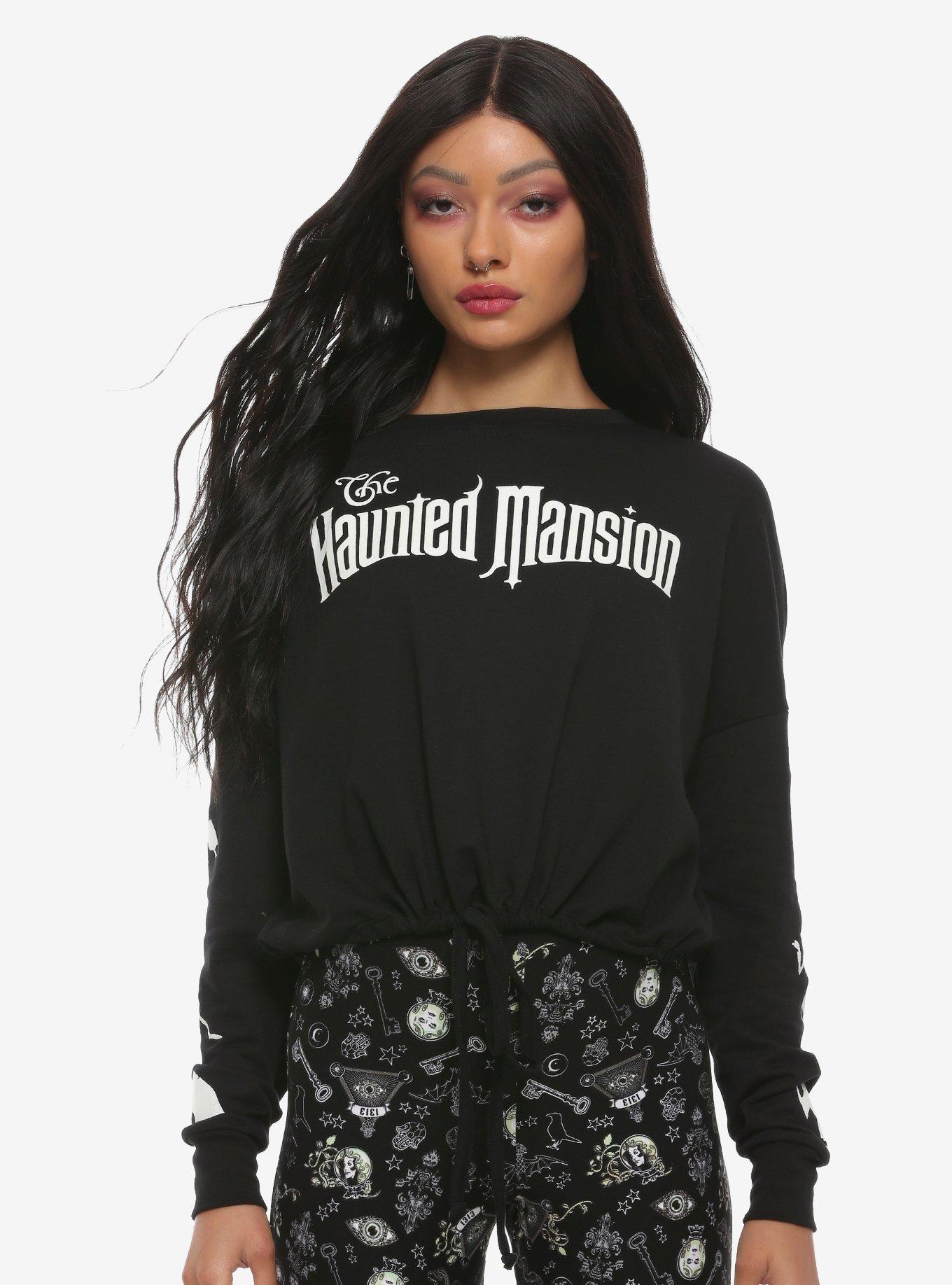 Her Universe Disney The Haunted Mansion Hitchhiking Ghosts Glow-In-The-Dark Girls Cinched Waist Sweatshirt, MULTI, hi-res