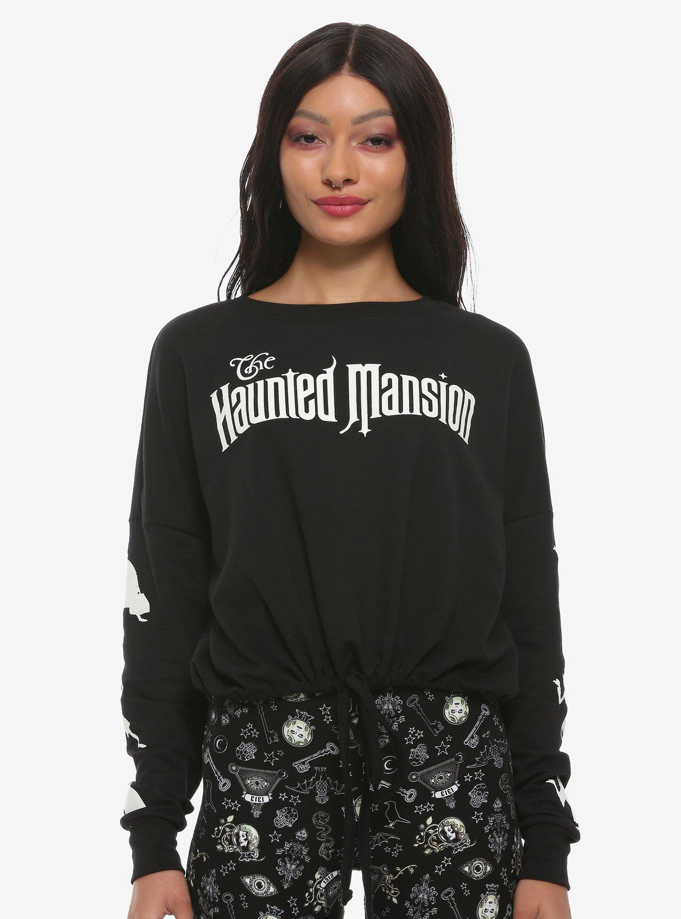 Her Universe Disney The Haunted Mansion Hitchhiking Ghosts Glow-In-The-Dark Cinched Waist Sweatshirt, MULTI, hi-res