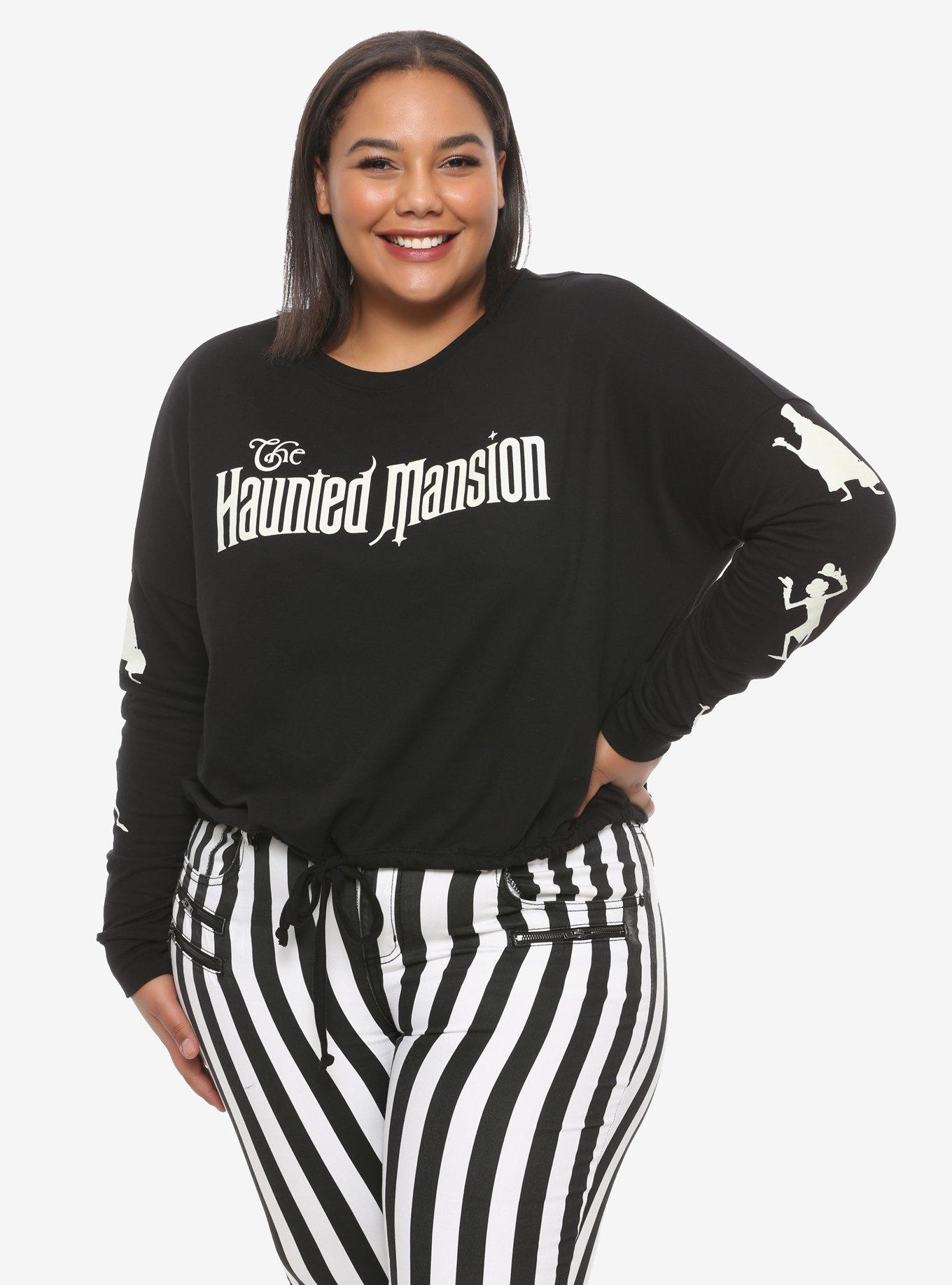 Her Universe Disney The Haunted Mansion Hitchhiking Ghosts Glow-In-The-Dark Cinched Waist Sweatshirt Plus Size, MULTI, hi-res
