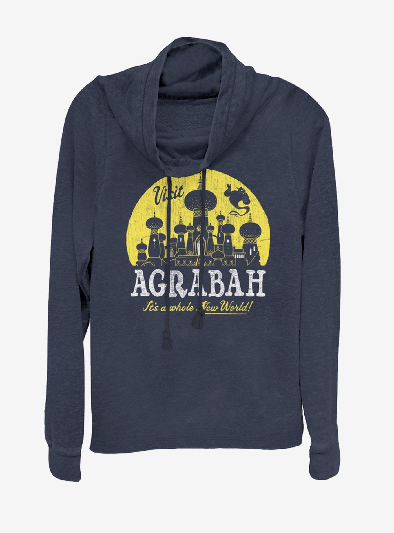 Disney Aladdin Agrabah Cowlneck Long-Sleeve Womens Top, NAVY, hi-res