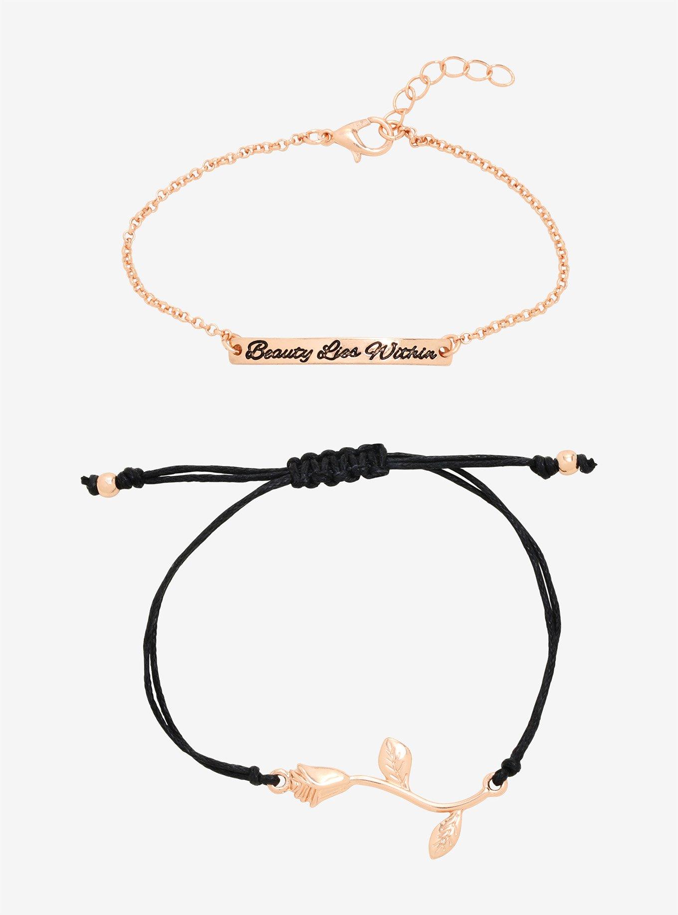 Disney Beauty And The Beast Rose Gold Bracelet Set, , hi-res