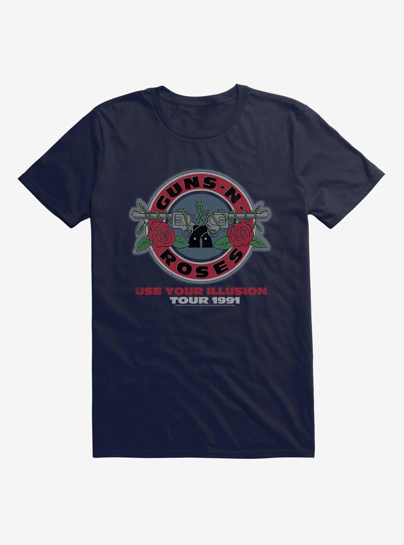 Guns N' Roses Use Your Illusion Tour 1991 T-Shirt, NAVY, hi-res