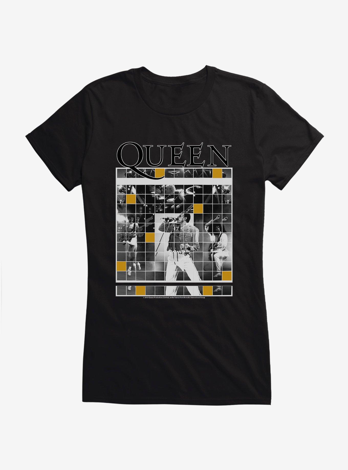 Queen Freddie Grid Girls T-Shirt, BLACK, hi-res