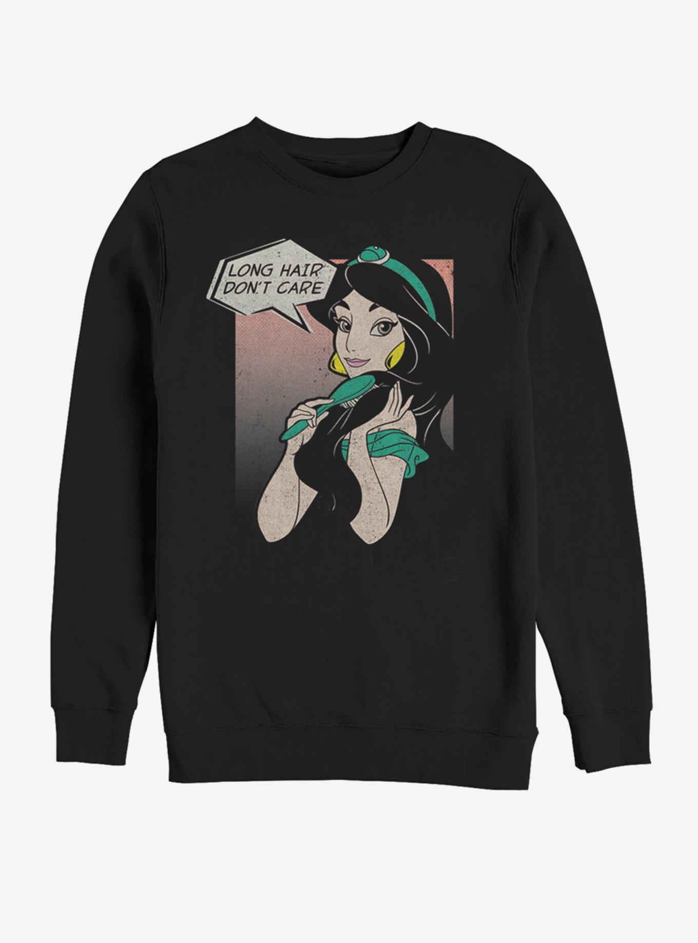 Disney Aladdin Jasmine Long Hair Don't Care Sweatshirt, BLACK, hi-res