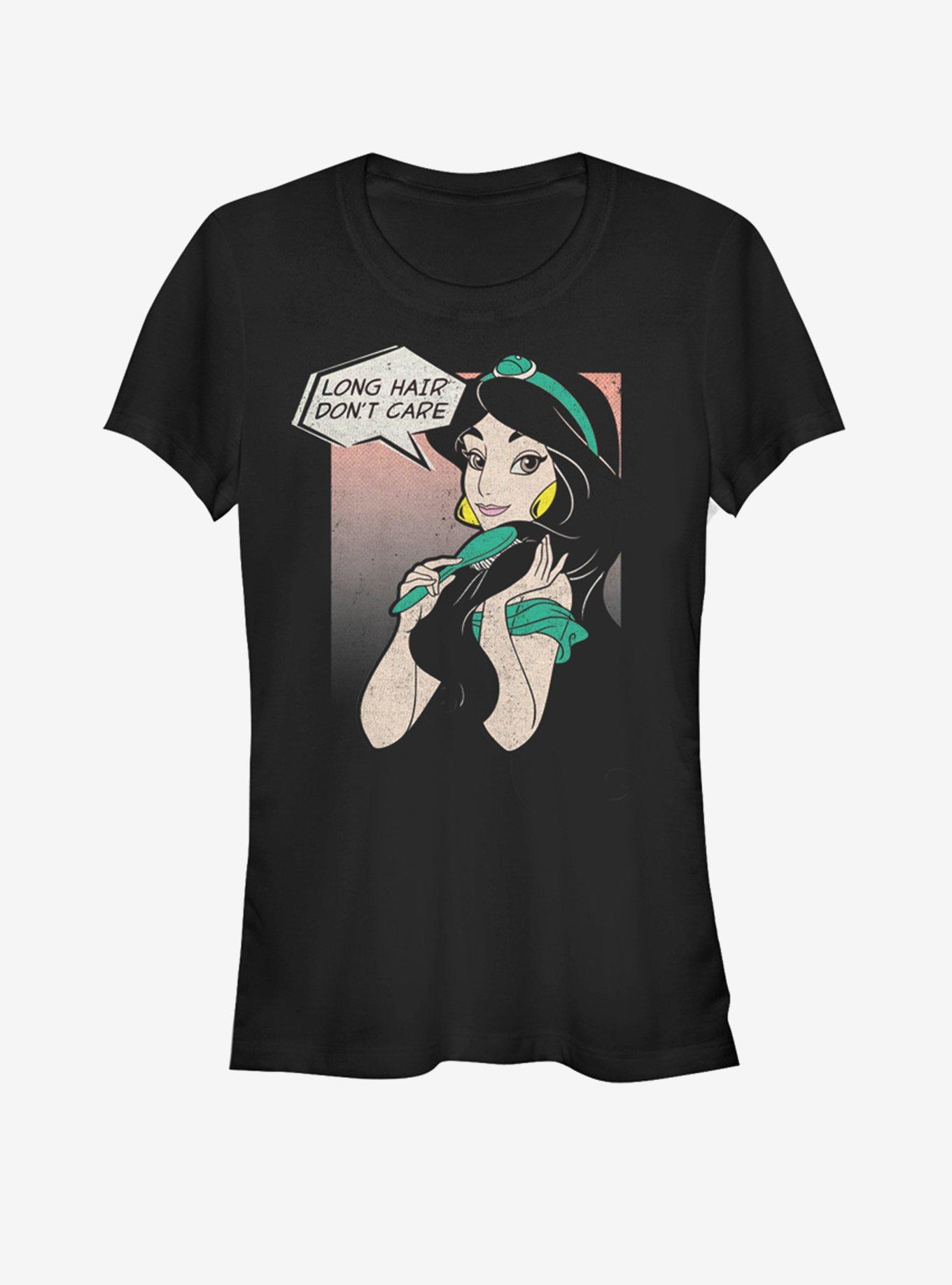 Disney Aladdin Jasmine Long Hair Don't Care Girls T-Shirt, BLACK, hi-res