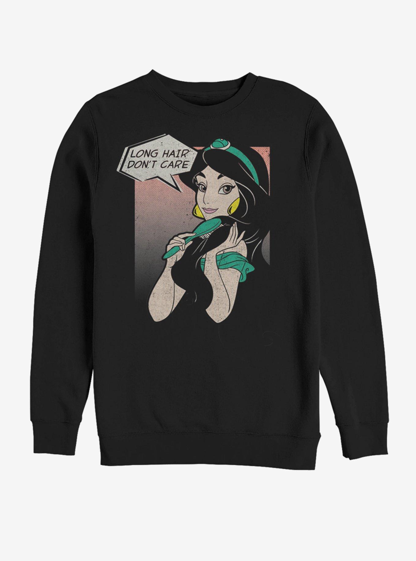 Disney Aladdin Jasmine Long Hair Don't Care Sweatshirt, BLACK, hi-res