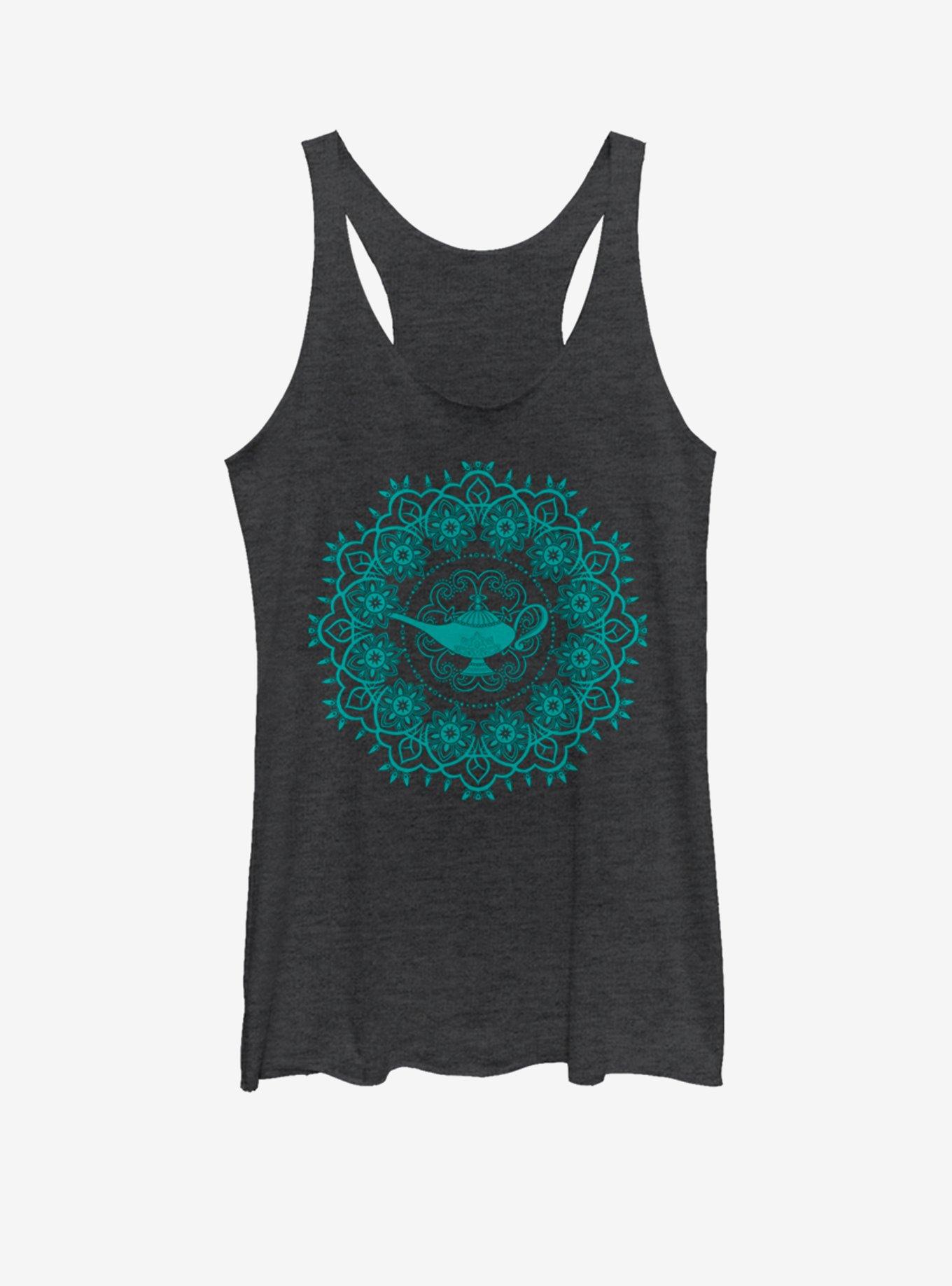 Disney Aladdin Lamp Mandala - TEAL INK Girls Tank, BLK HTR, hi-res