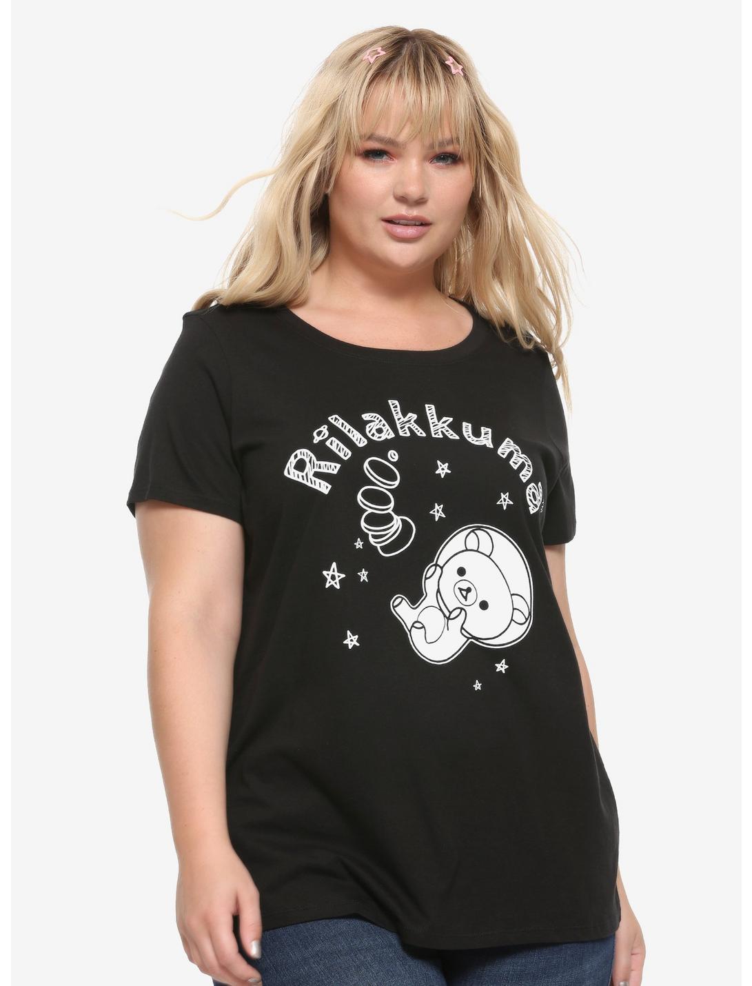 Rilakkuma Astronaut Girls T-Shirt Plus Size, BLACK, hi-res