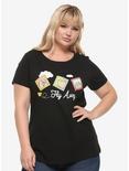 Pusheen Fly Away Girls T-Shirt Plus Size, BLACK, hi-res