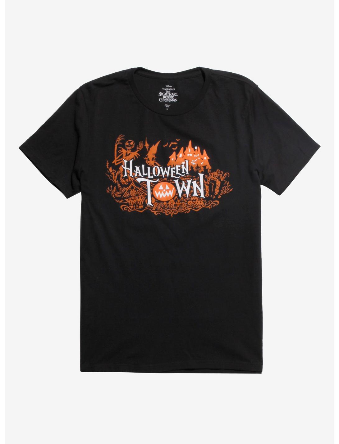 The Nightmare Before Christmas Halloween Town Title T-Shirt, ORANGE, hi-res
