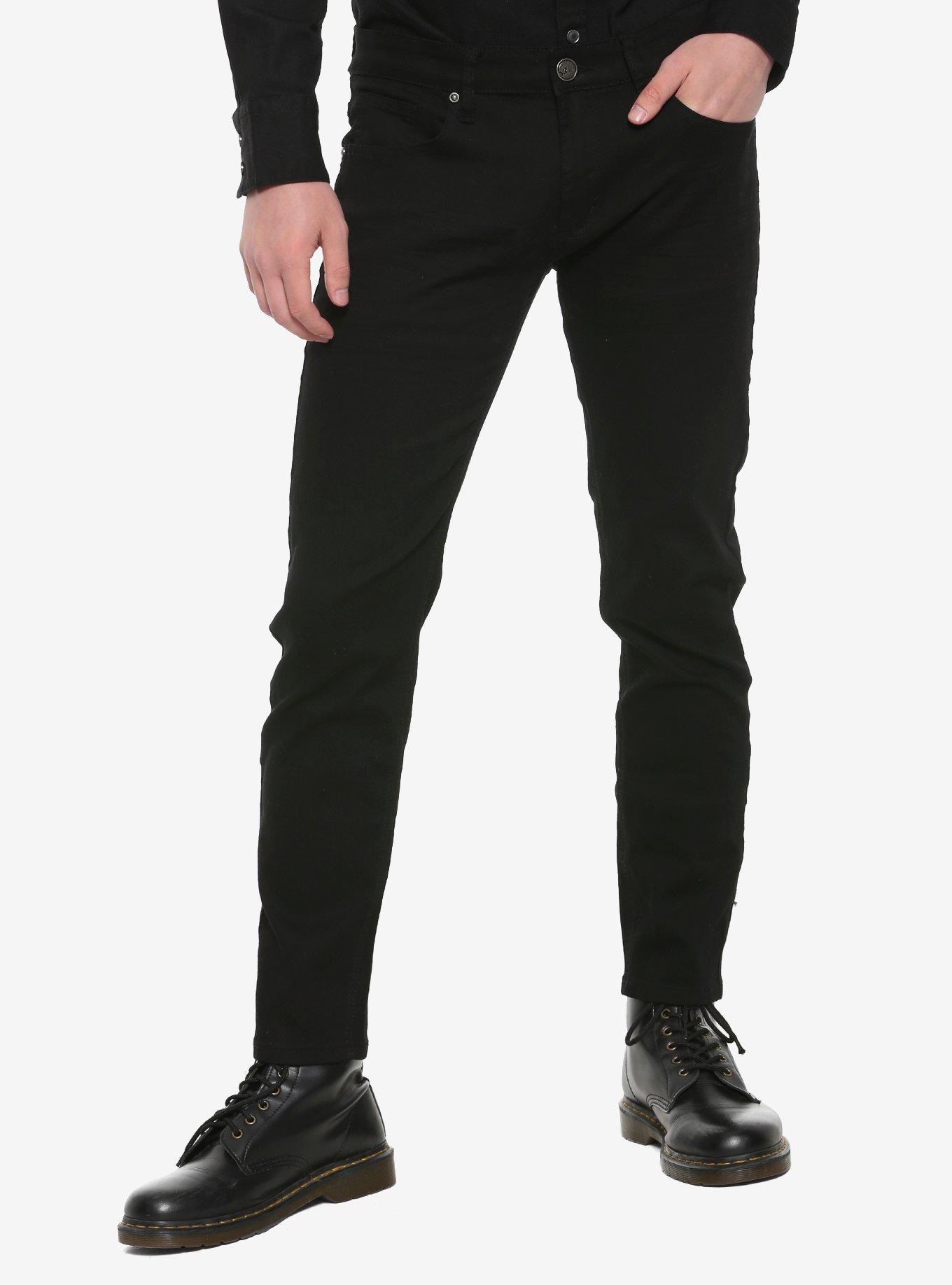 Lightweight Black Skinny Pants, BLACK, hi-res
