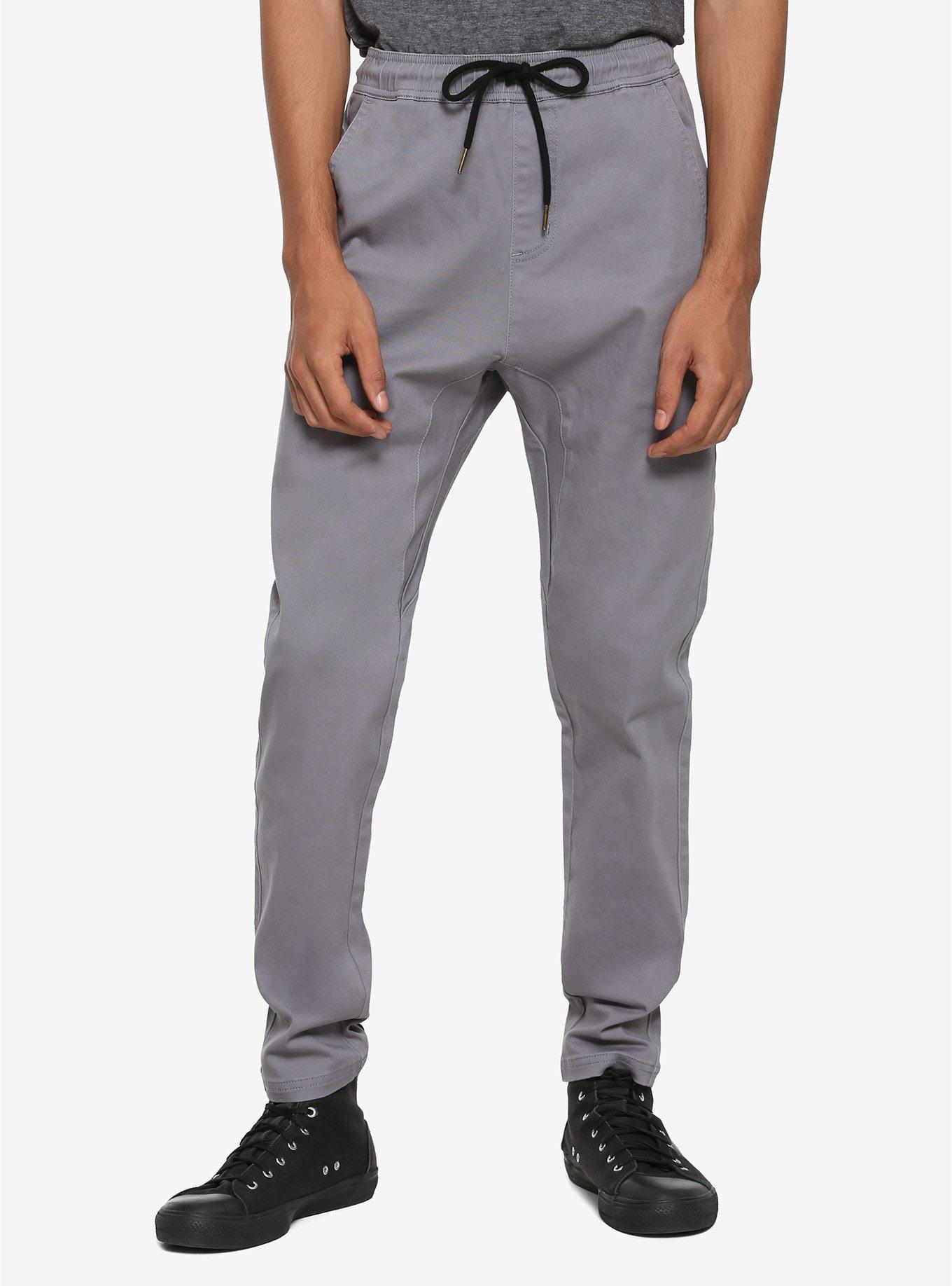 Grey Drawstring Pants, GREY, hi-res