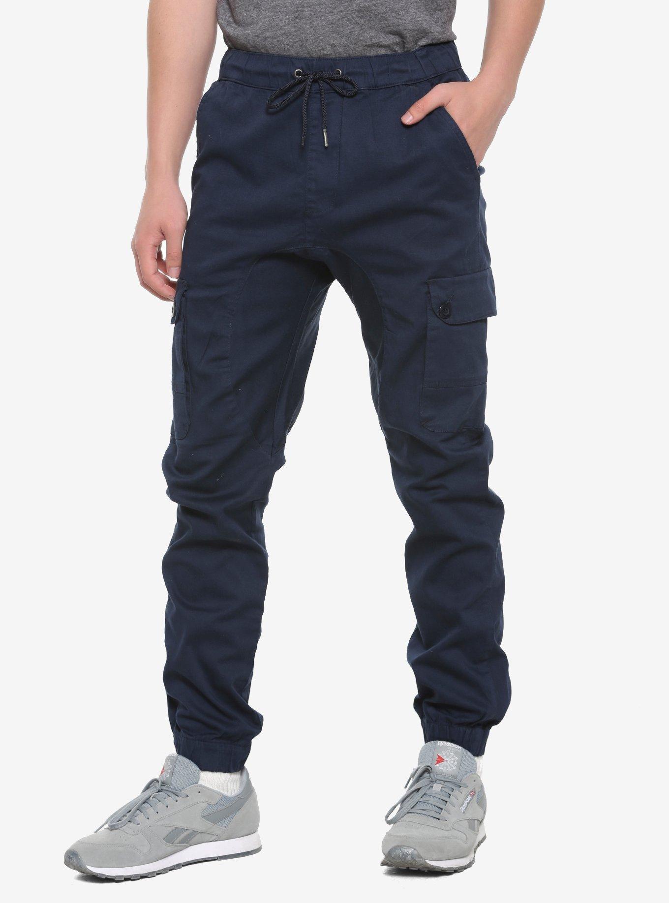 Navy Drawstring Cargo Pants Hot Topic