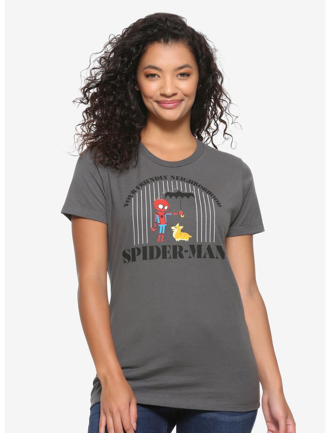 Marvel Spider-Man Dog Walker Women's T-Shirt - BoxLunch Exclusive, GREY, hi-res
