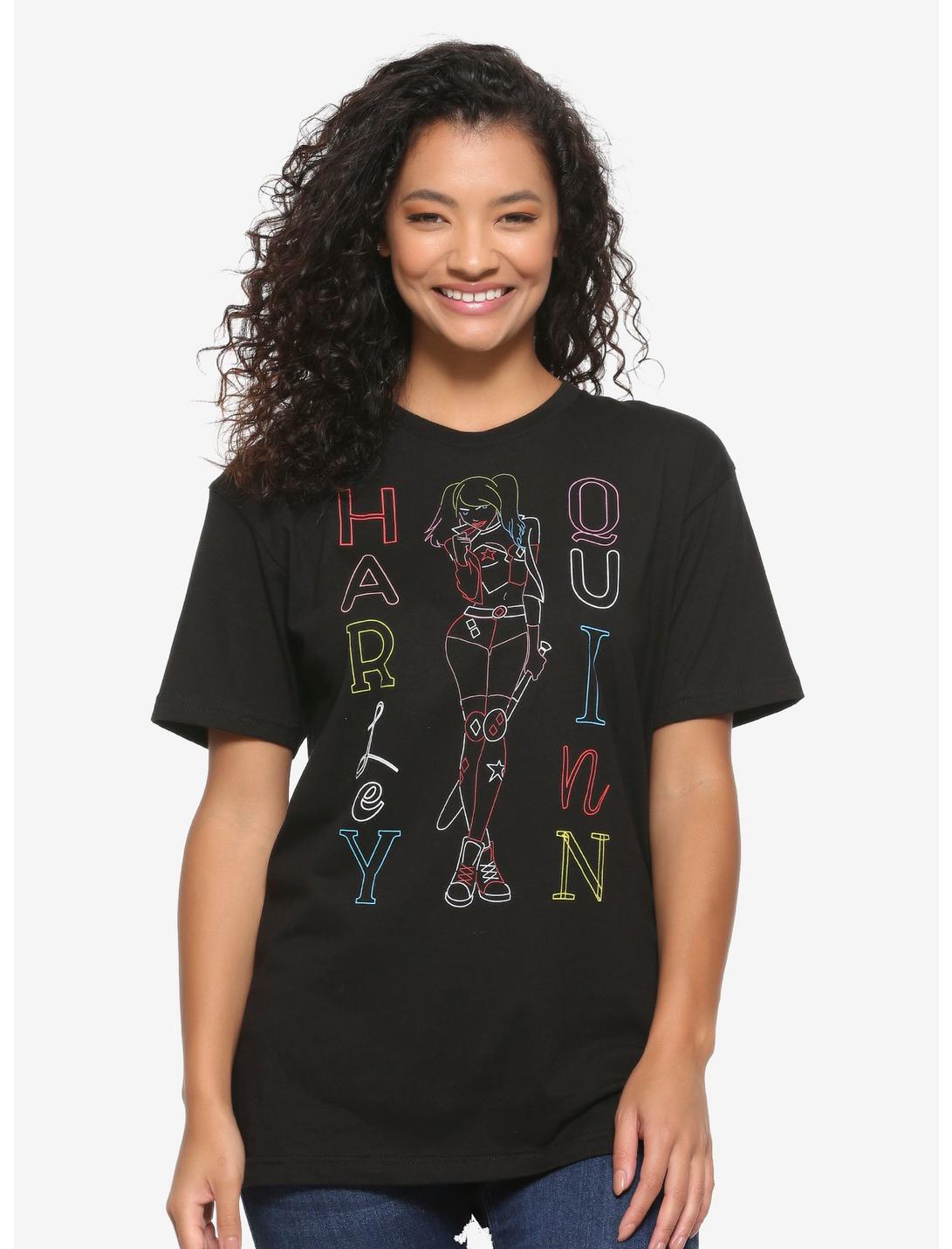 DC Comics Harley Quinn Retro Neon Women's T-Shirt - BoxLunch Exclusive, BLACK, hi-res
