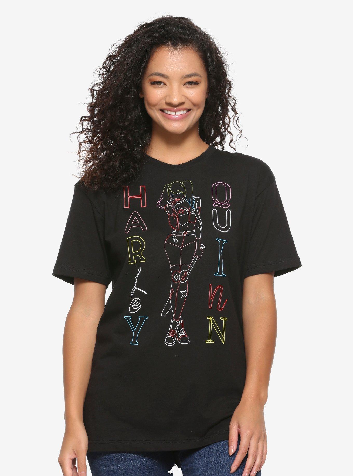 DC Comics Harley Quinn Retro Neon Women's T-Shirt - BoxLunch Exclusive, BLACK, hi-res