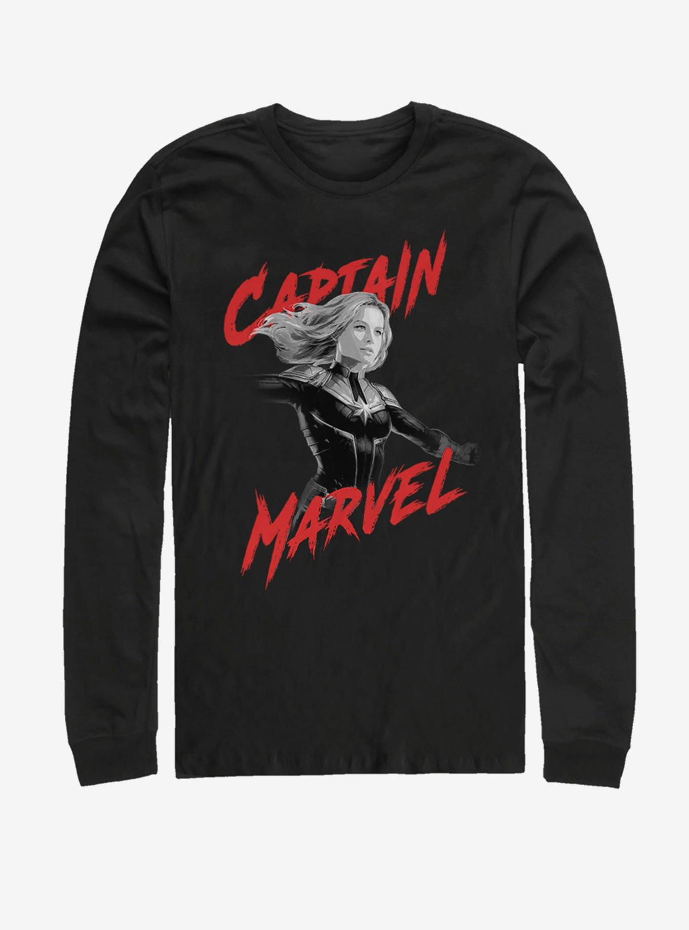 Marvel Avengers: Endgame High Contrast Captain Marvel Long-Sleeve T-Shirt, BLACK, hi-res