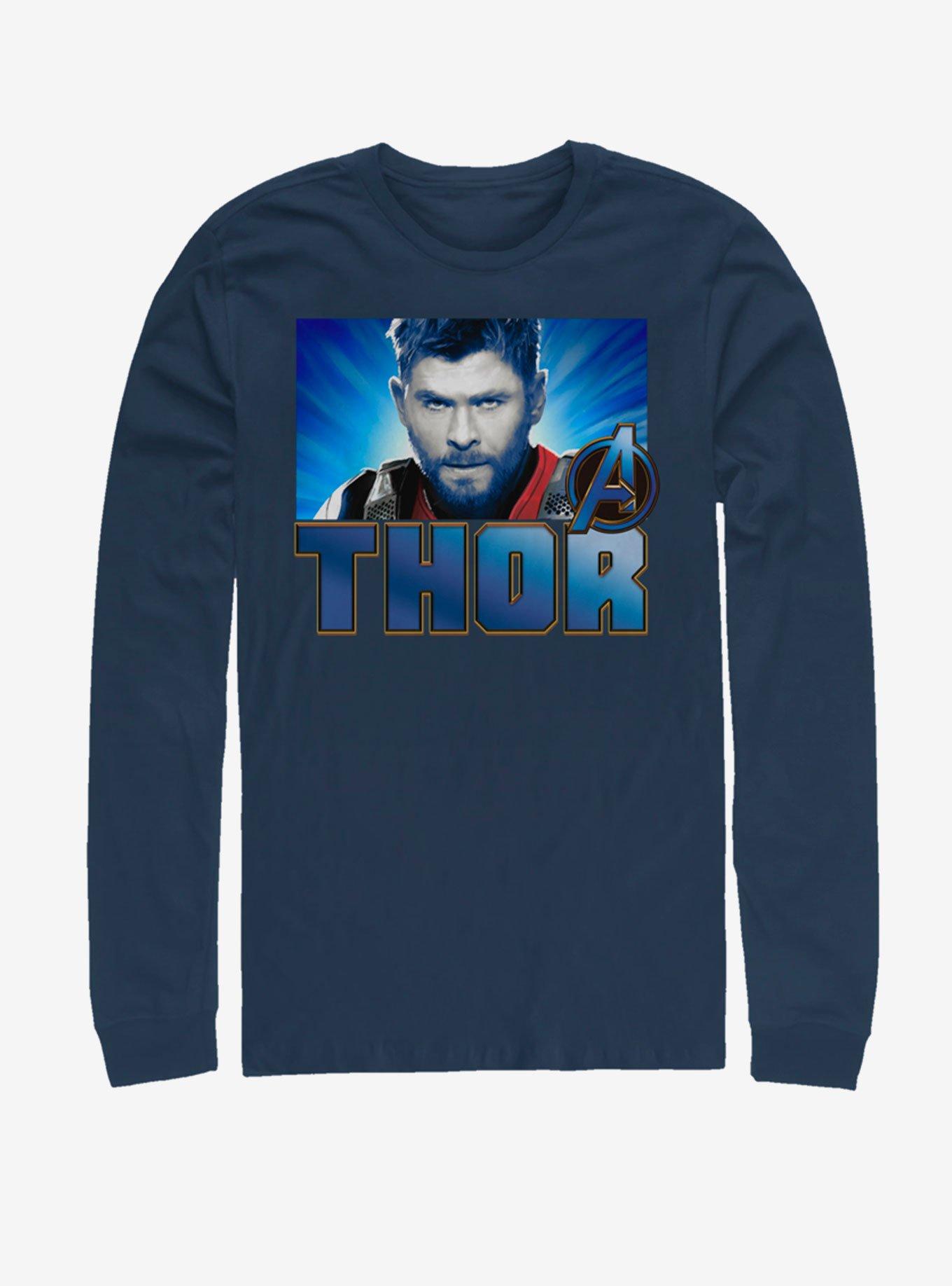 Marvel Avengers: Endgame Thor Gaze Long-Sleeve T-Shirt, NAVY, hi-res