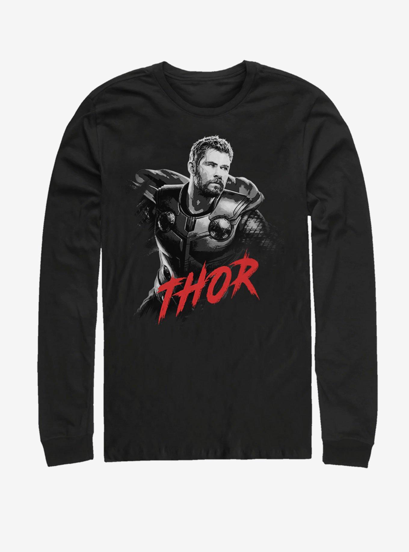 Marvel Avengers: Endgame High Contrast Thor Long-Sleeve T-Shirt, BLACK, hi-res