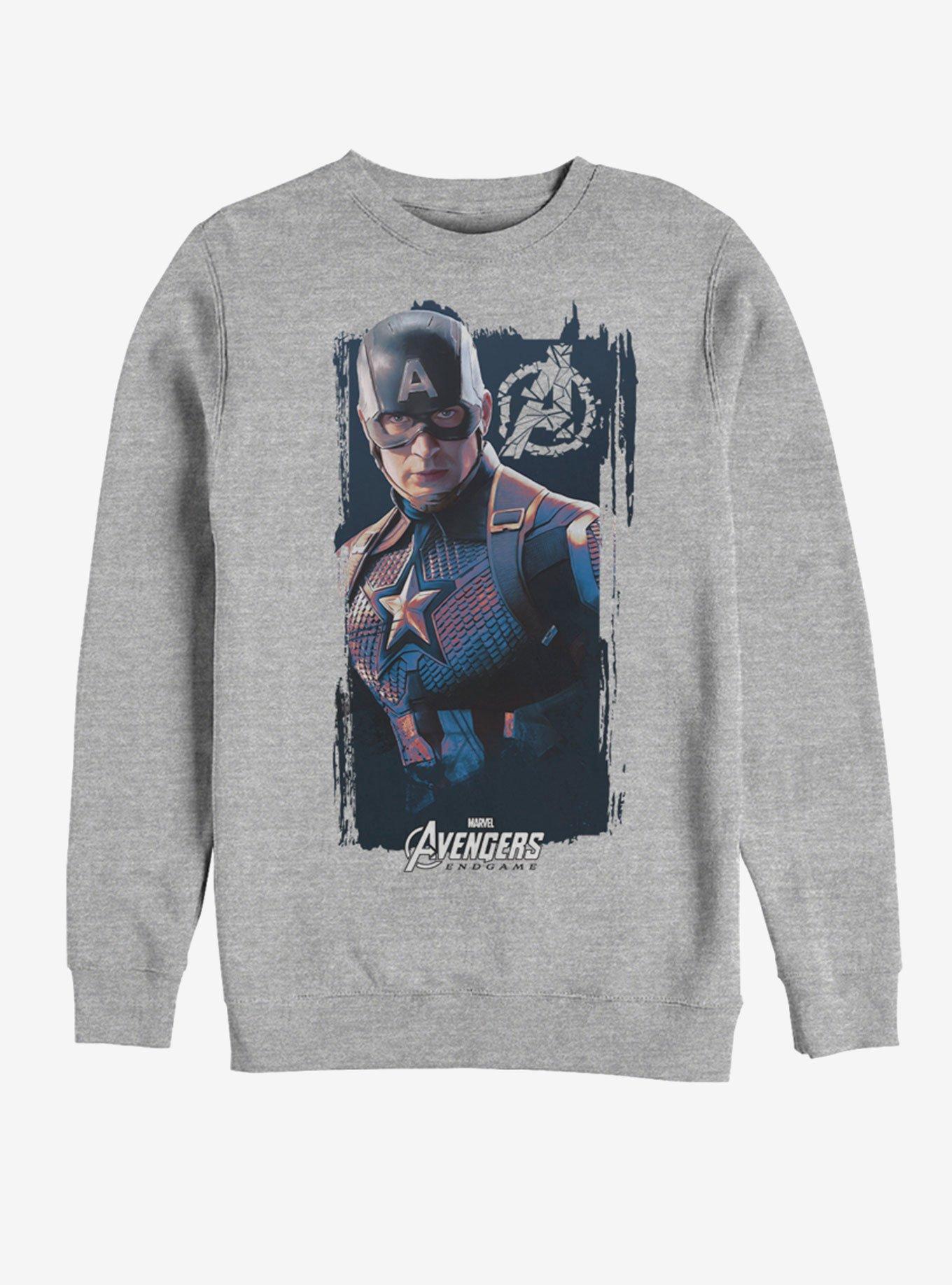 Marvel Avengers: Endgame Captain America Banner Sweatshirt, ATH HTR, hi-res