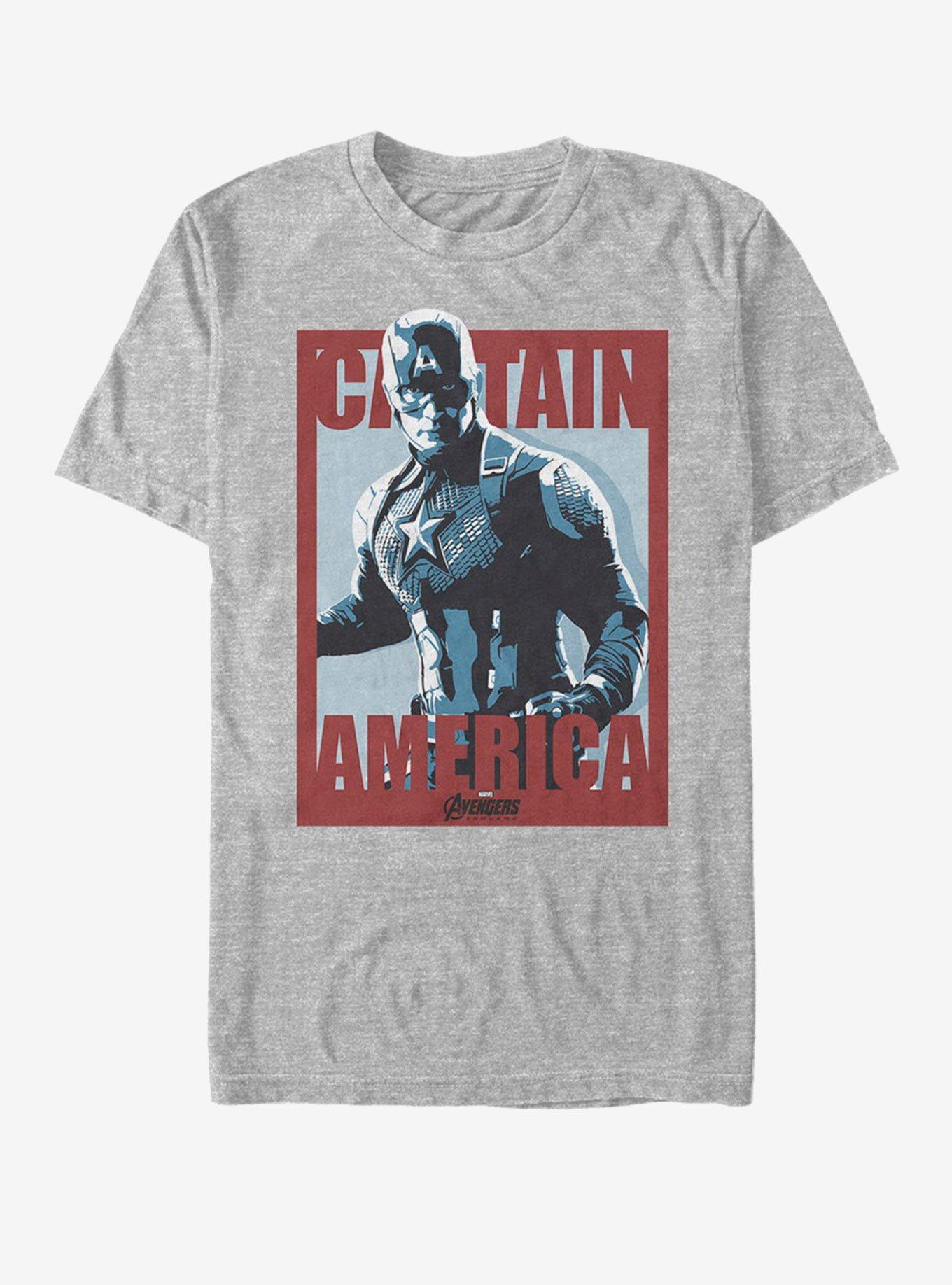 Marvel Avengers: Endgame Captain America Poster T-Shirt, ATH HTR, hi-res