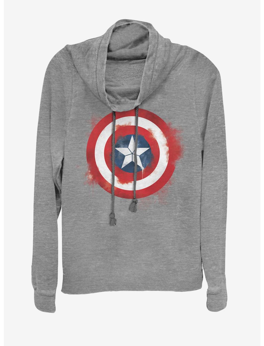 Marvel Avengers: Endgame Captain America Spray Logo Girls Sweatshirt, GRAY HTR, hi-res