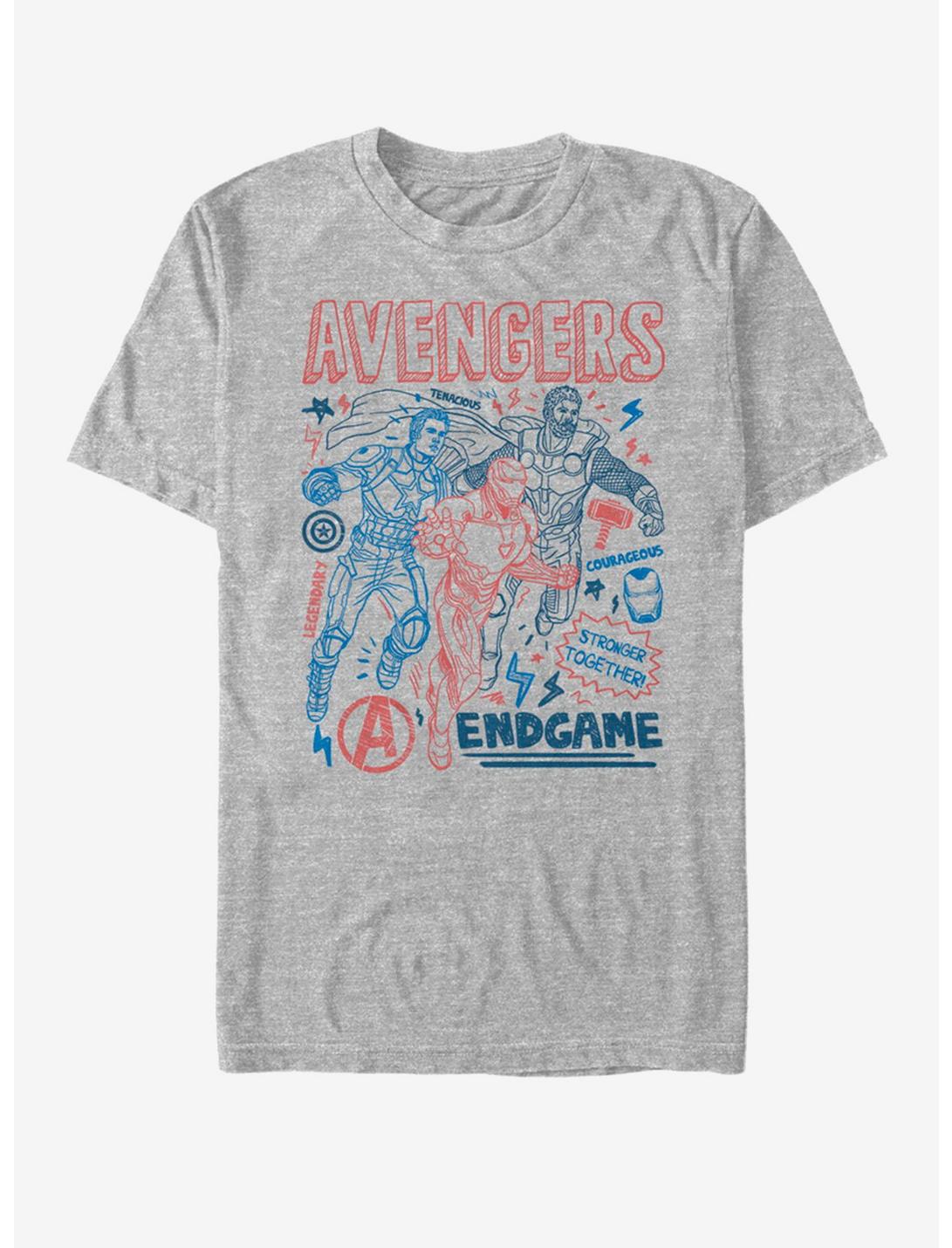 Marvel Avengers: Endgame Earths Mightiest Doodles T-Shirt, ATH HTR, hi-res