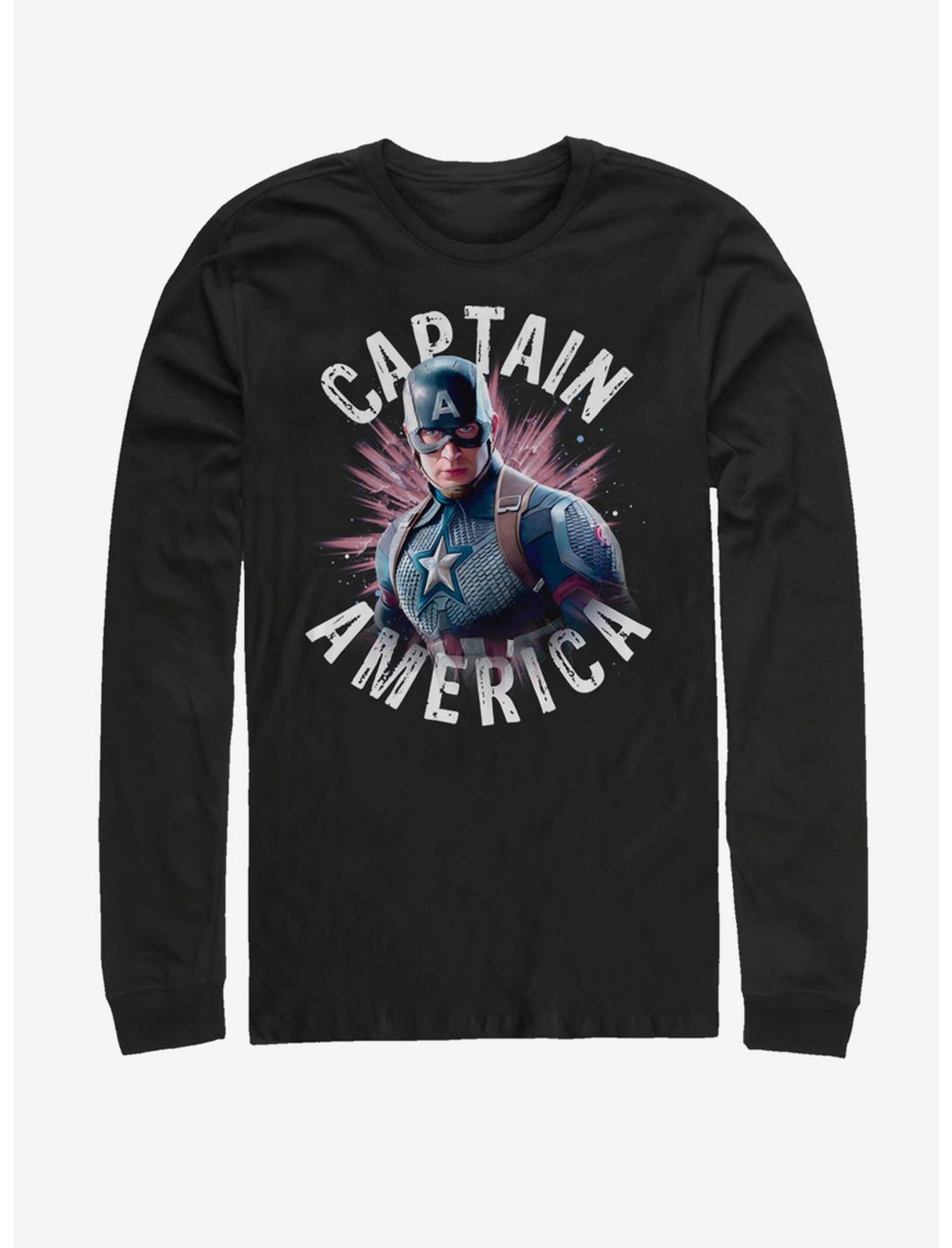 Marvel Avengers: Endgame Captain America Burst Long-Sleeve T-Shirt, BLACK, hi-res