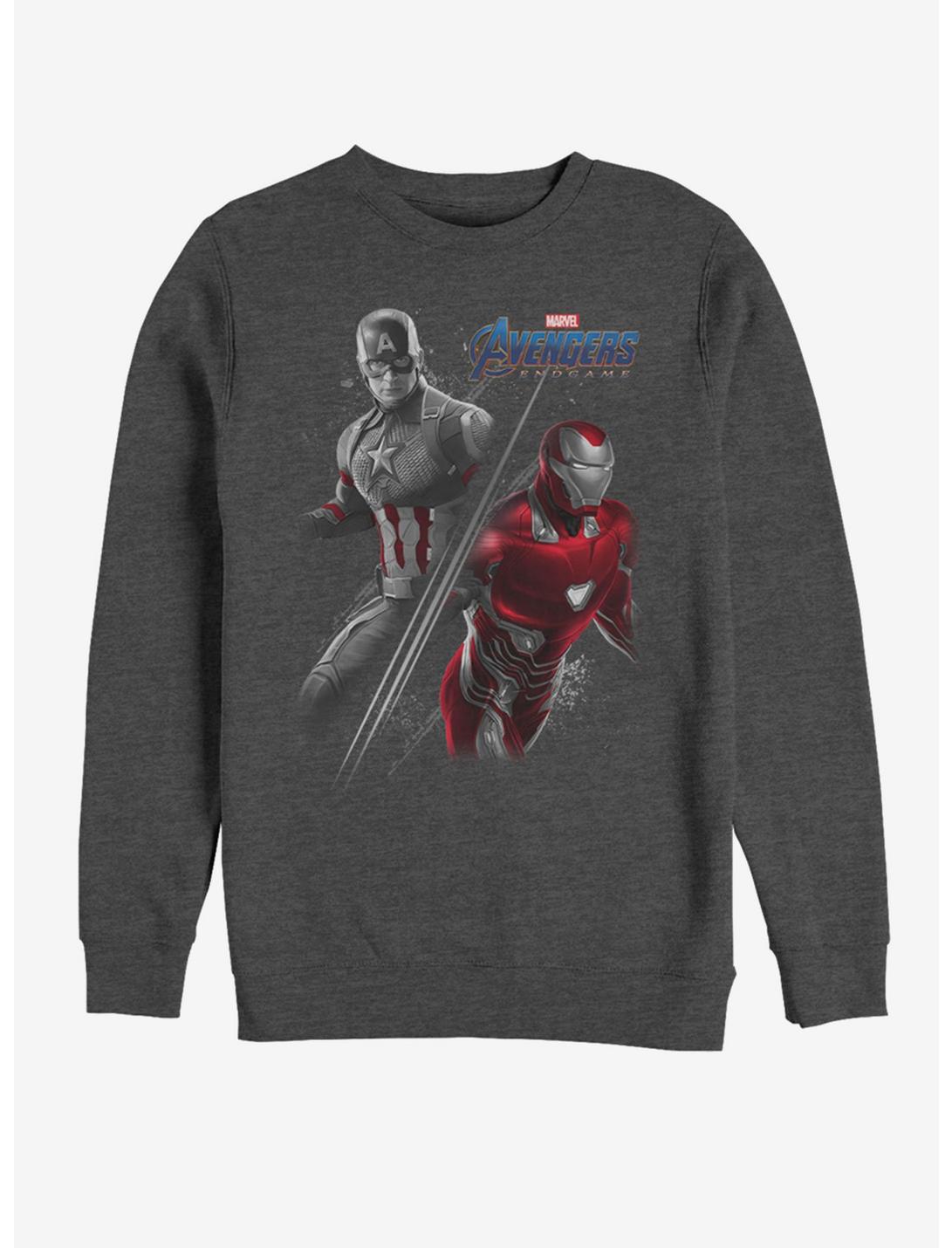 Marvel Avengers: Endgame Captain America and Iron Man Sweatshirt, CHAR HTR, hi-res