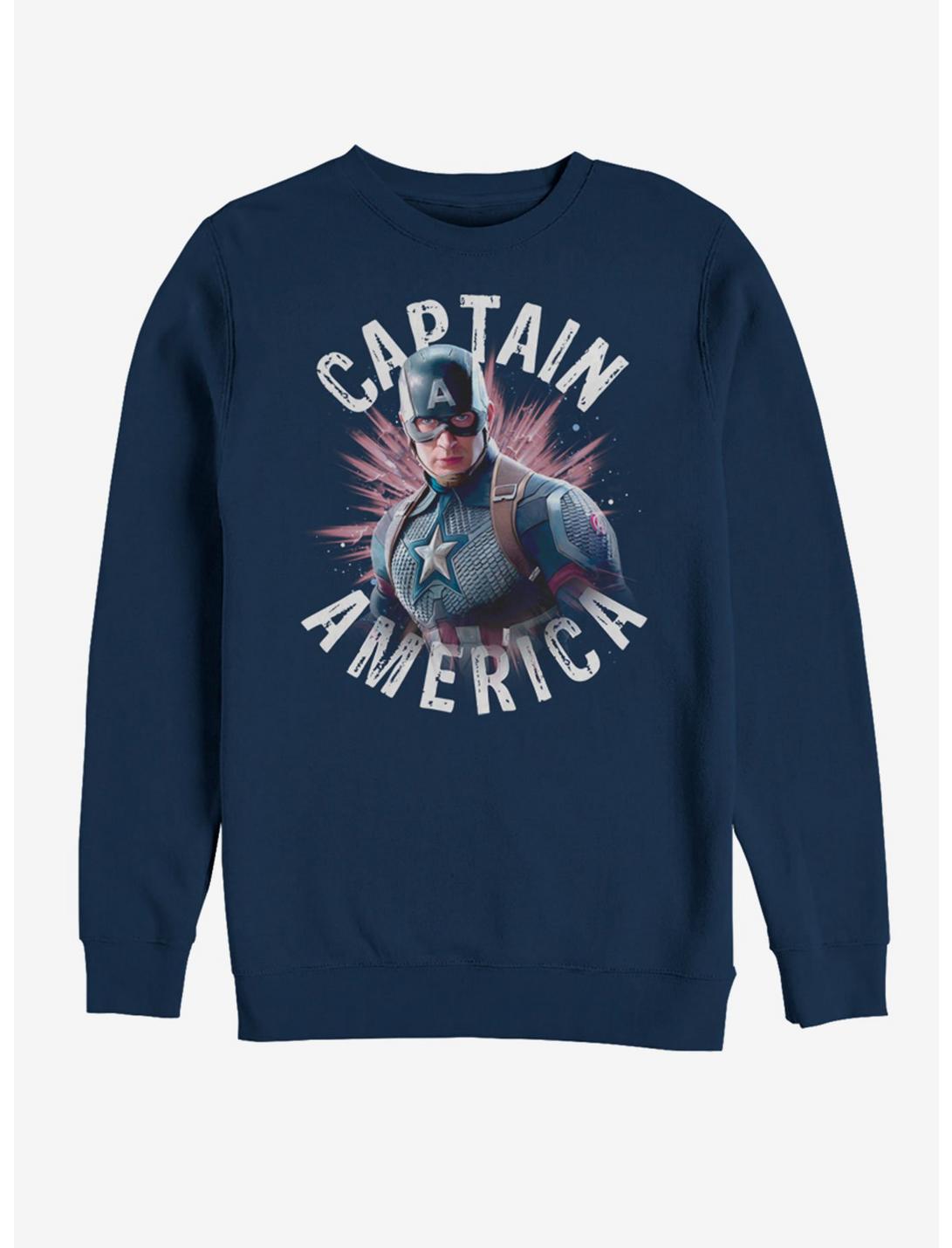 Marvel Avengers: Endgame Captain America Burst Sweatshirt, NAVY, hi-res