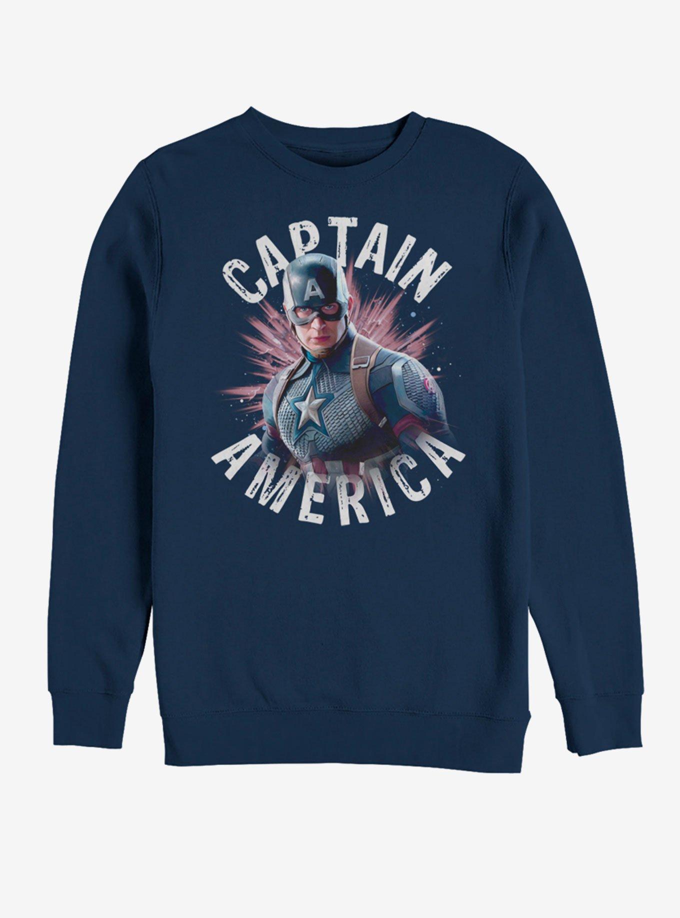 Marvel Avengers: Endgame Captain America Burst Sweatshirt, NAVY, hi-res