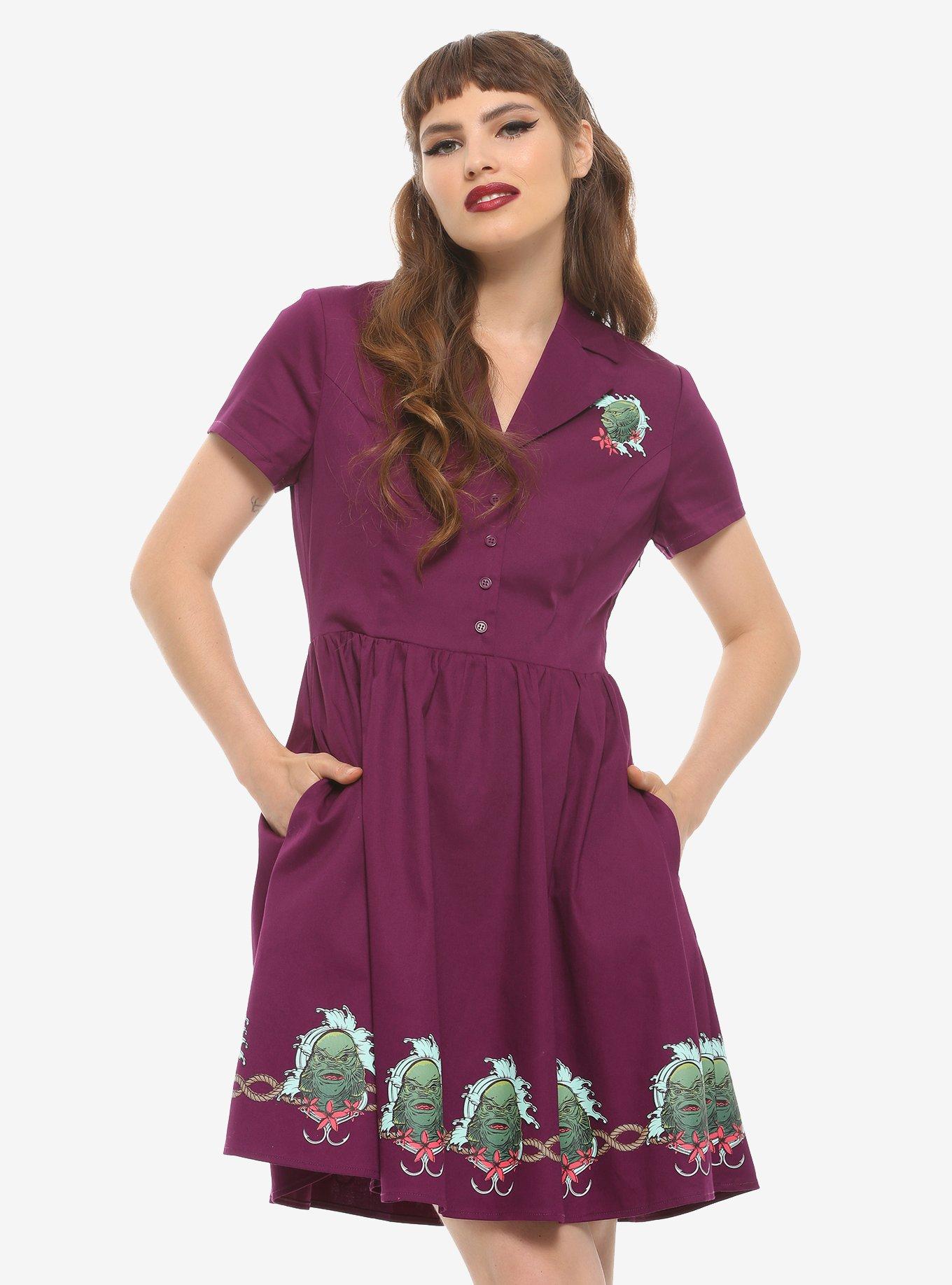 Universal Monsters Creature From The Black Lagoon Retro Dress, PURPLE, hi-res