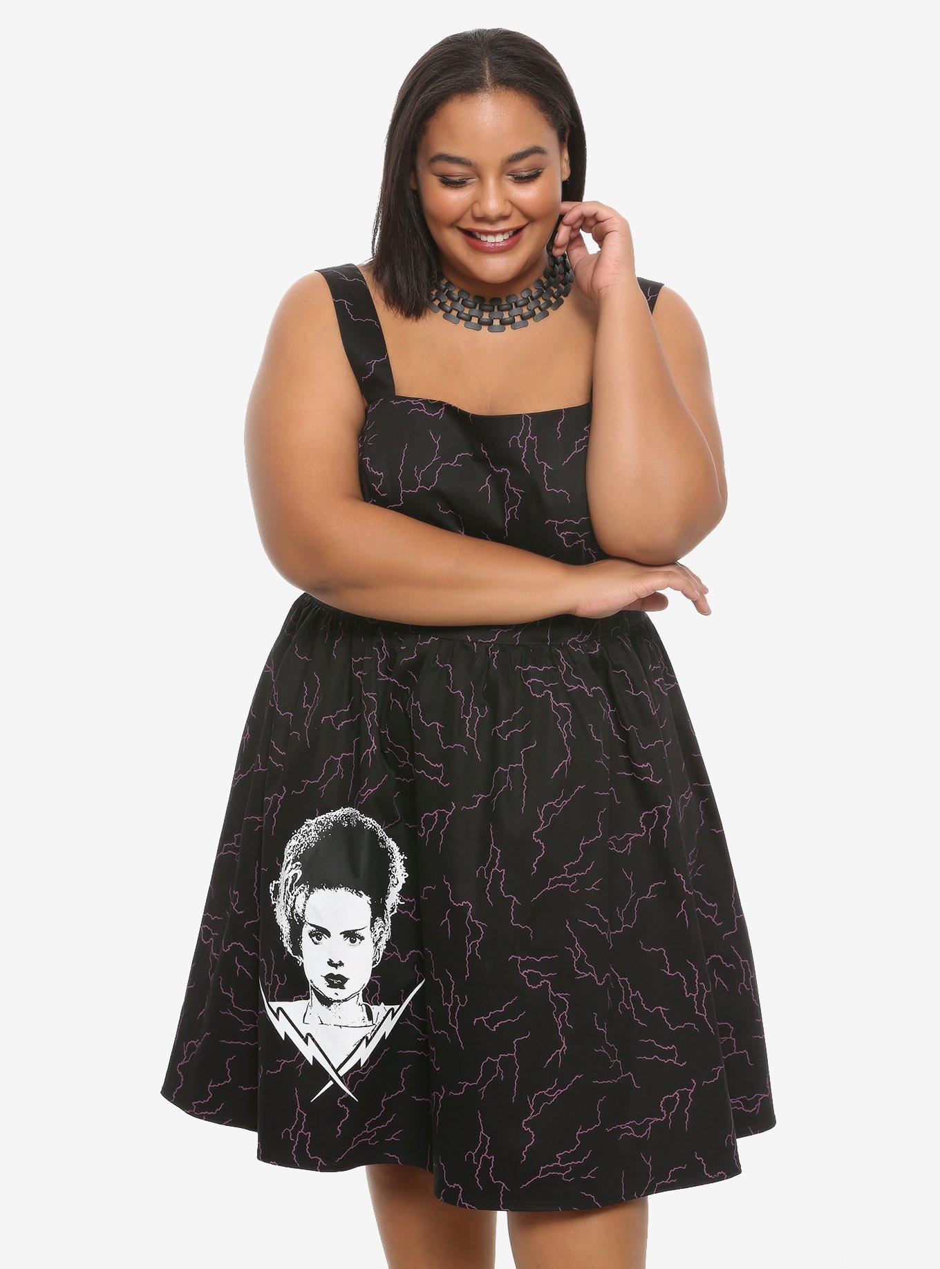 Universal Monsters Bride Of Frankenstein Retro Dress Plus Size, BLACK, hi-res