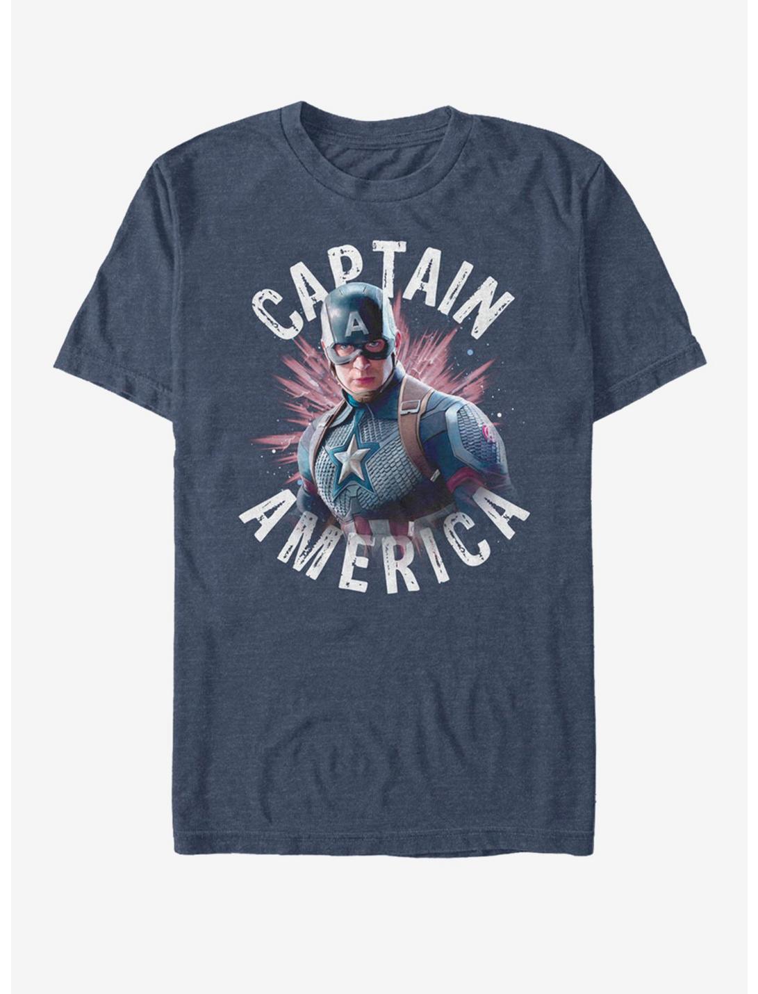 Marvel Avengers: Endgame Captain America Burst T-Shirt, NAVY HTR, hi-res