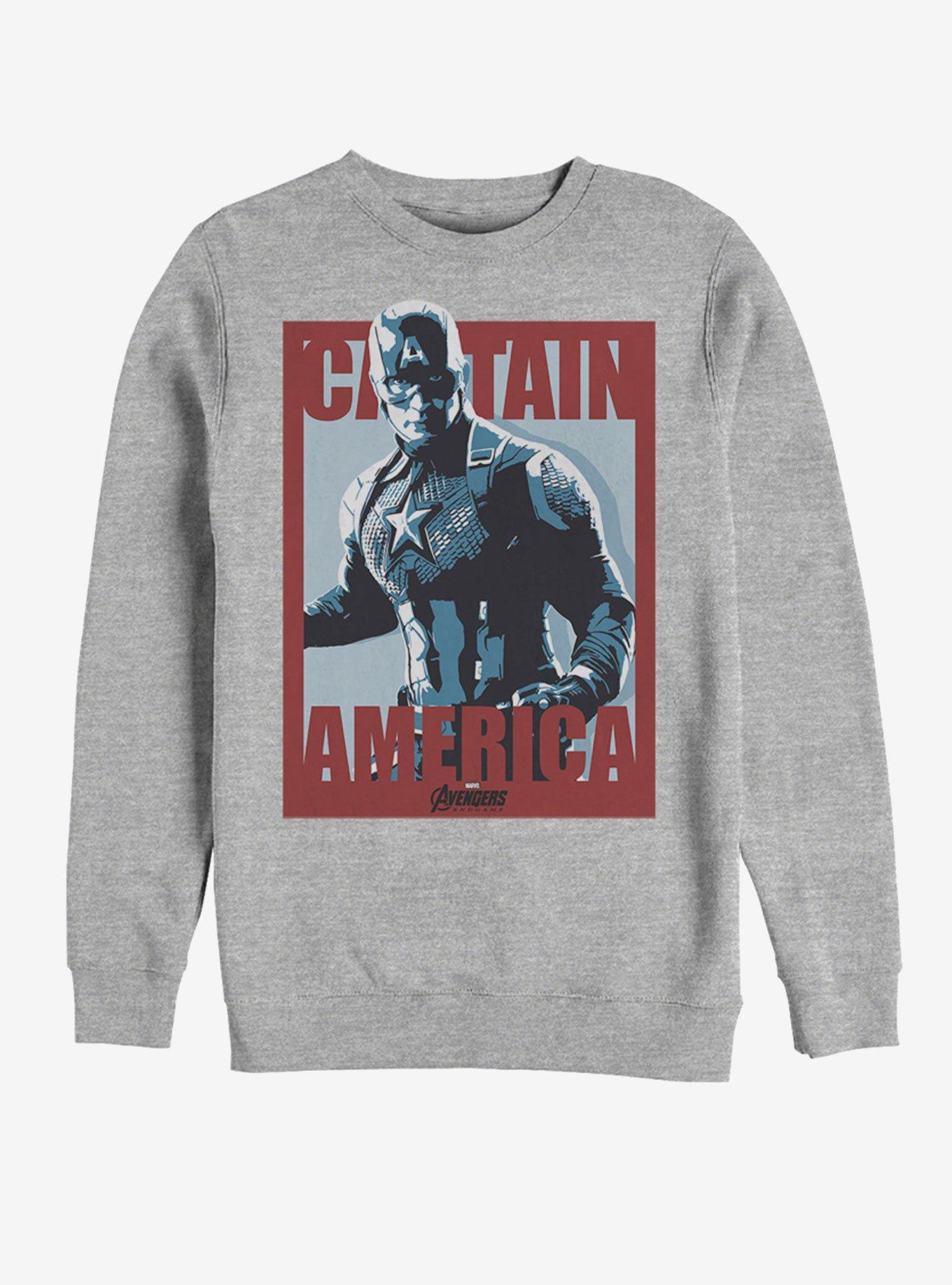 Marvel Avengers: Endgame Captain America Poster Sweatshirt, ATH HTR, hi-res