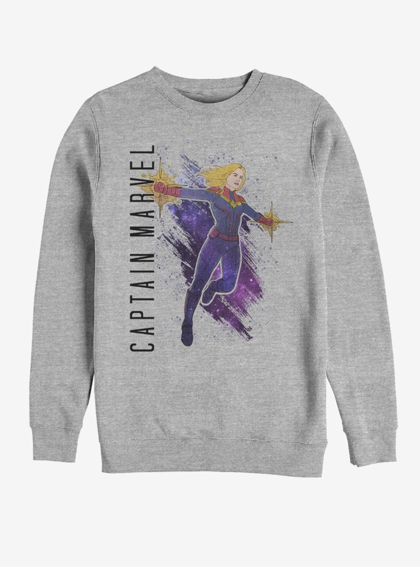 Marvel Avengers: Endgame Captain Marvel Painted Sweatshirt, ATH HTR, hi-res