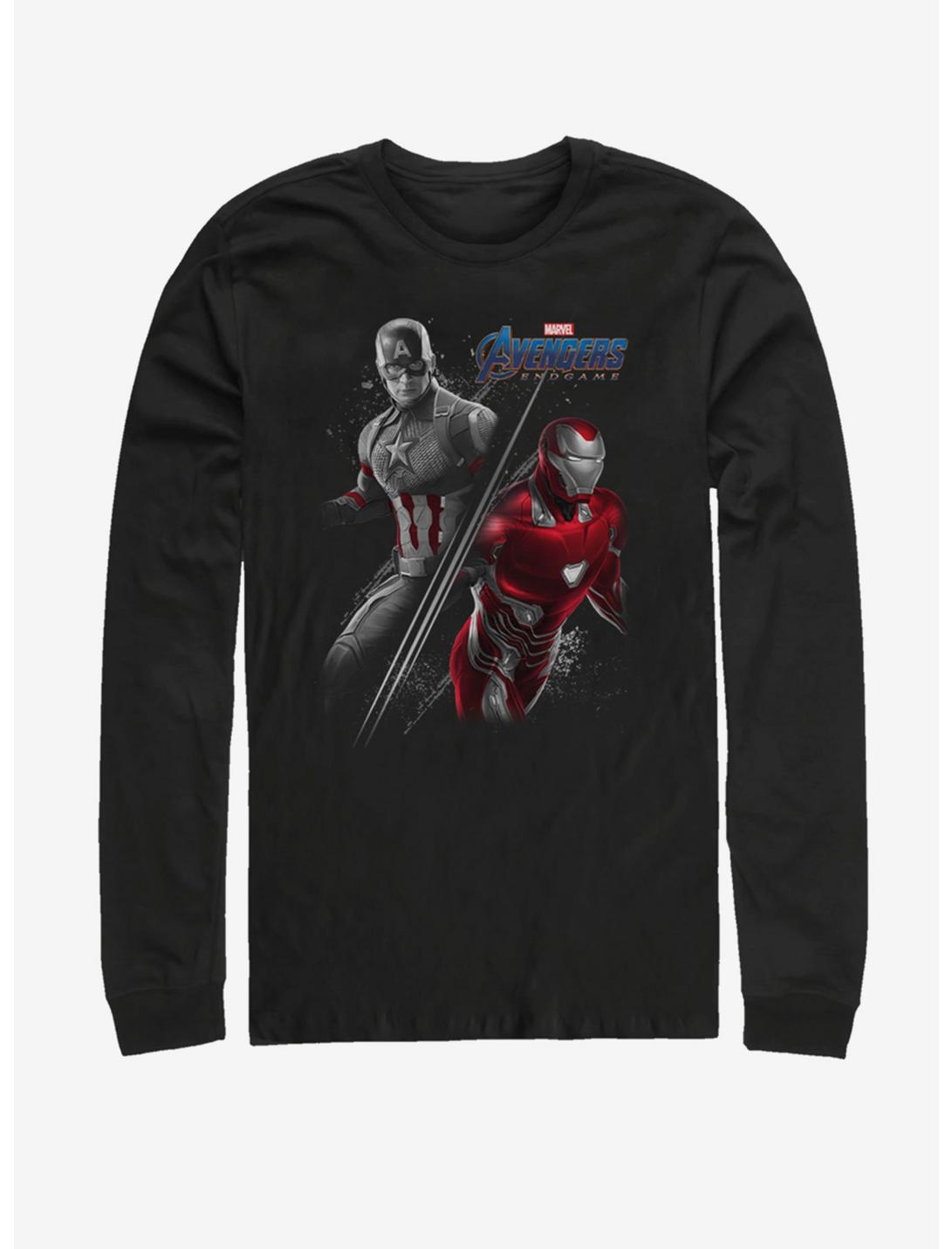 Marvel Avengers: Endgame Captain America and Iron Man Long-Sleeve T-Shirt, BLACK, hi-res