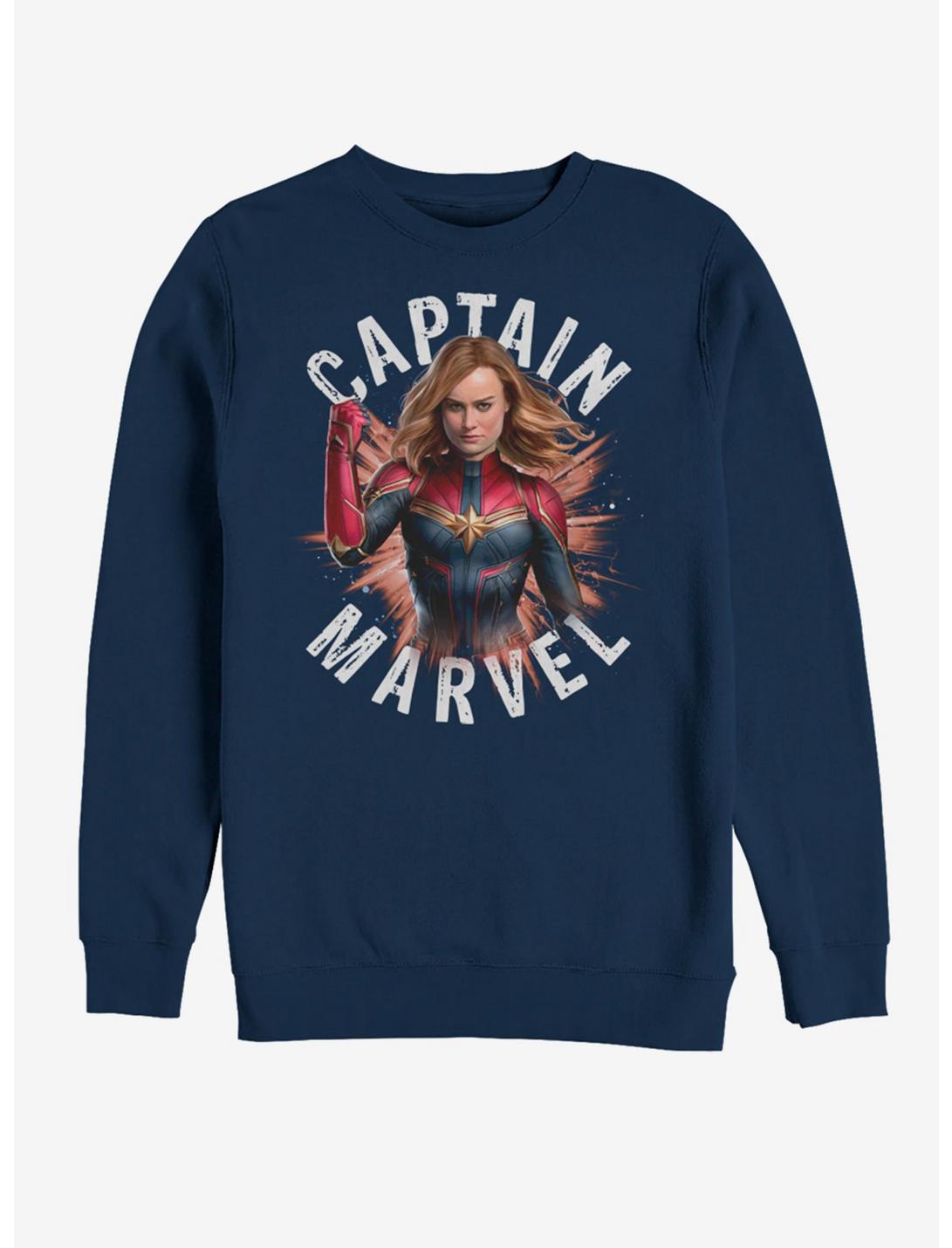 Marvel Avengers: Endgame Captain Marvel Burst Sweatshirt, NAVY, hi-res