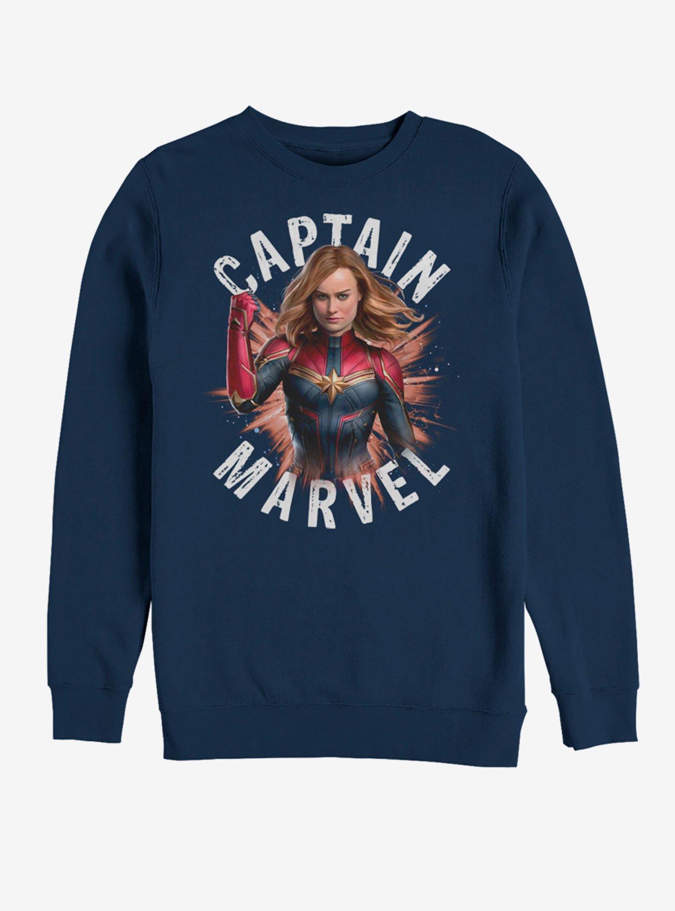 Marvel Avengers: Endgame Captain Marvel Burst Sweatshirt, NAVY, hi-res
