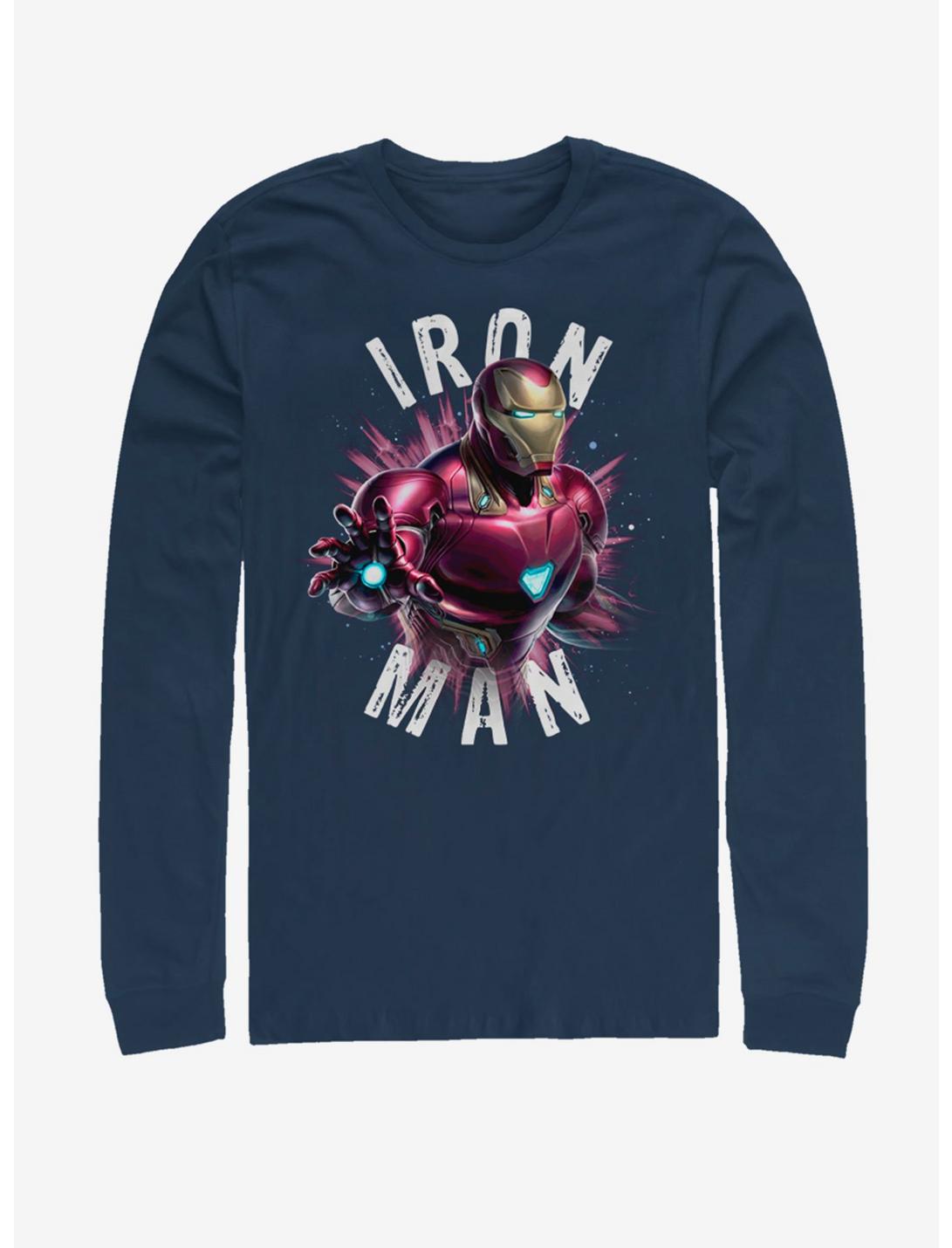 Marvel Avengers: Endgame Iron Man Burst Long-Sleeve T-Shirt, NAVY, hi-res