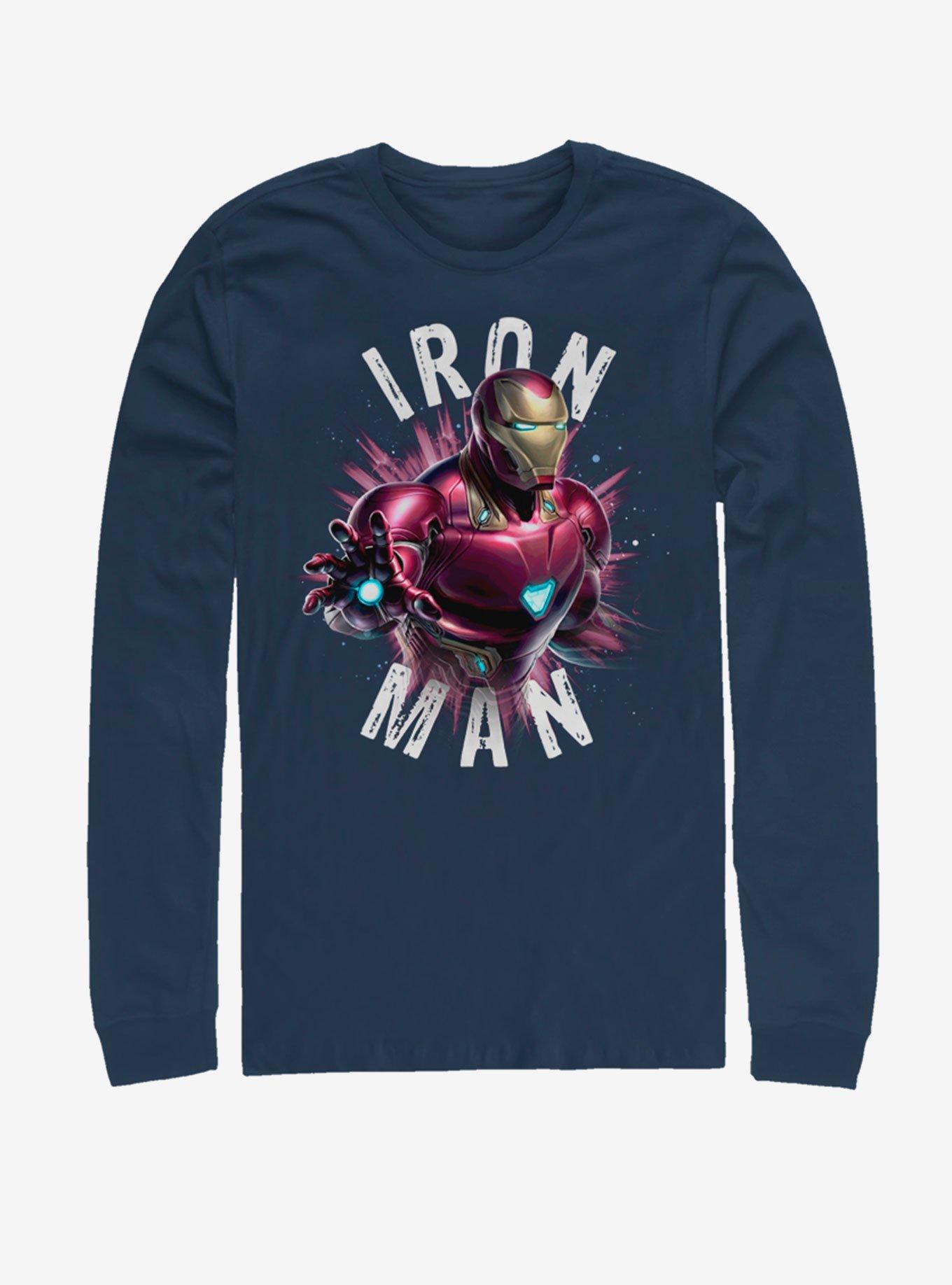 Marvel Avengers: Endgame Iron Man Burst Long-Sleeve T-Shirt, NAVY, hi-res